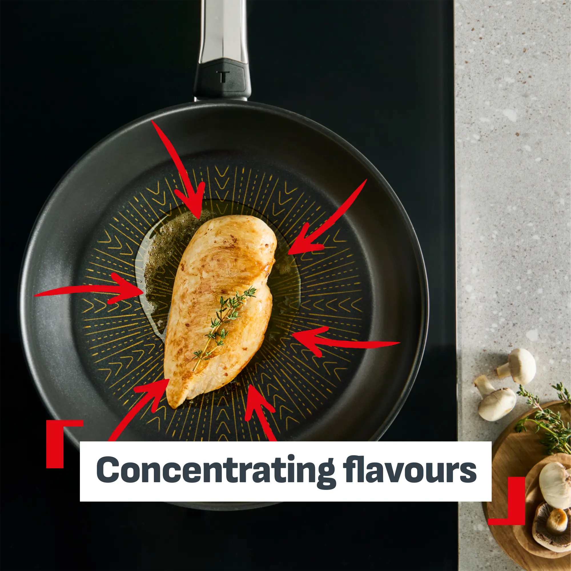 Tefal Emotion+ Flavors Induction Stainless Steel Oil Concentrating Non-Stick Frypan 24cm