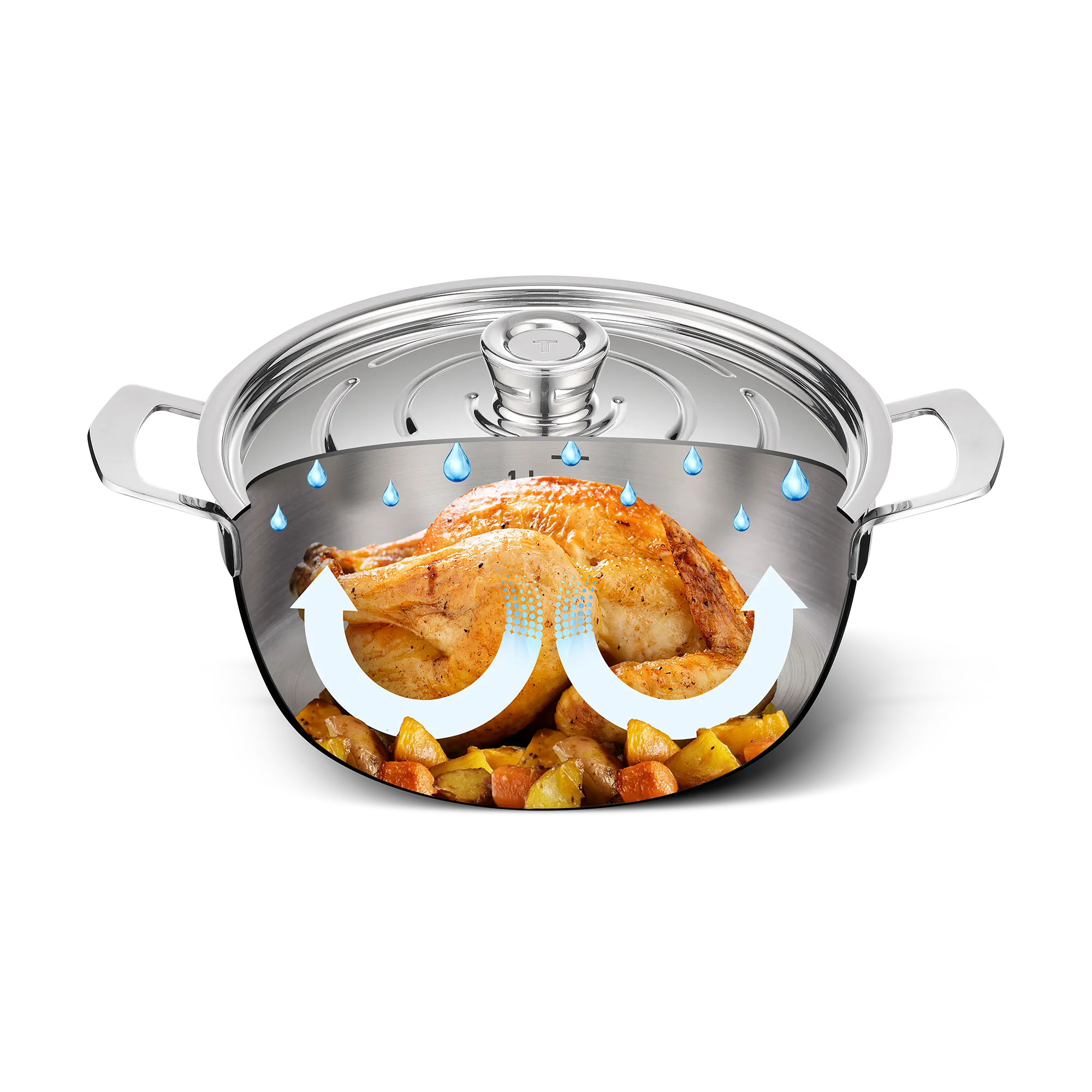 Tefal Emotion+ Gourmet Induction Stainless Steel Uncoated Dutch Oven 24cm