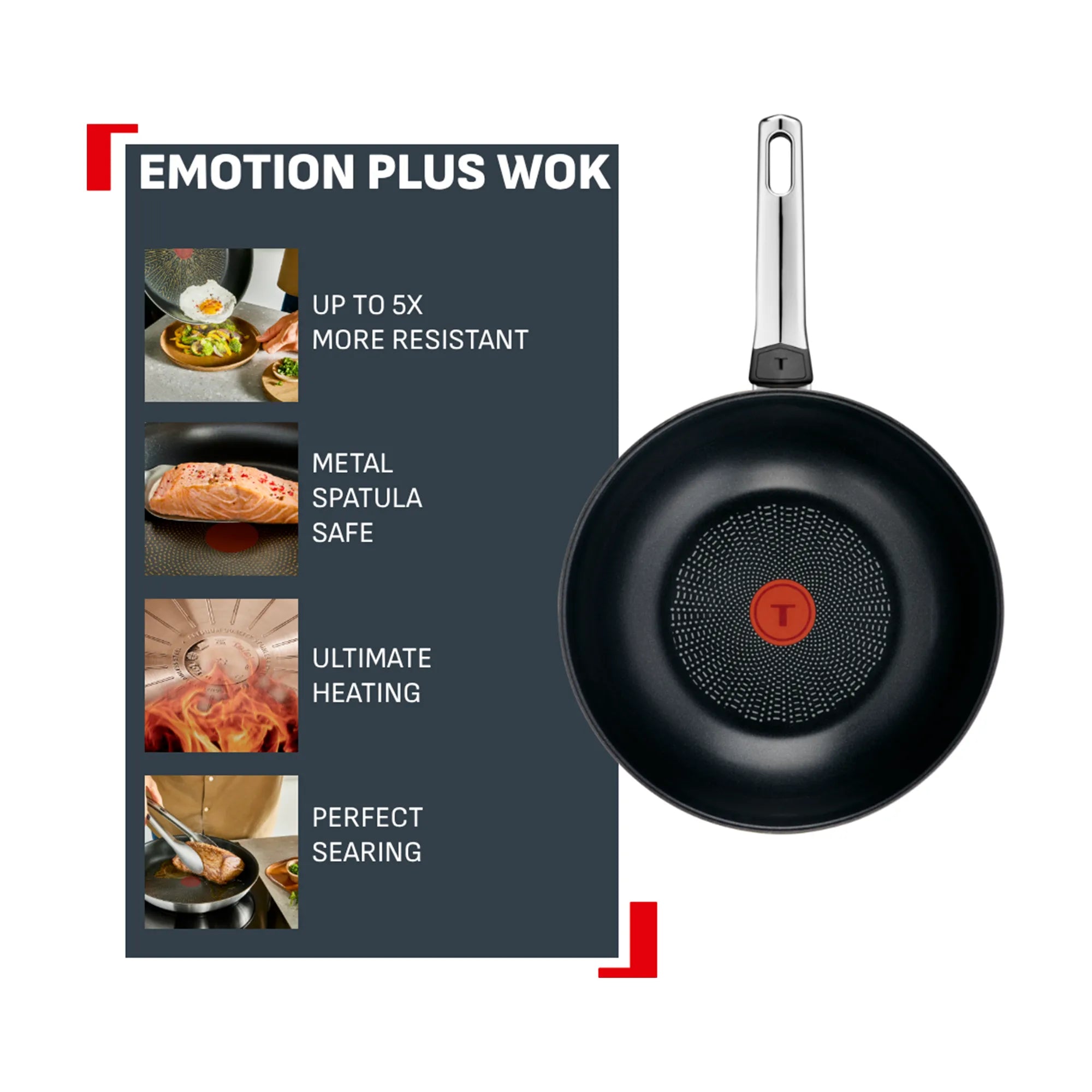 Tefal Emotion+ Induction Stainless Steel Non-Stick Wok 28cm