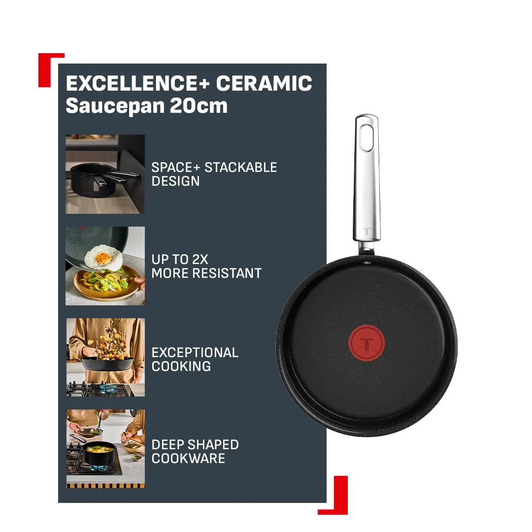 Tefal Space+ Excellence+ Ceramic Induction Non-Stick Saucepan 20cm Features