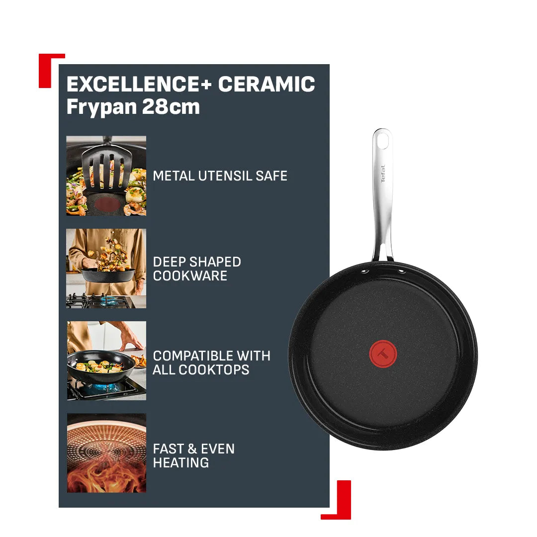 Tefal Excellence+ Ceramic Induction Non-Stick Frypan 28cm Features