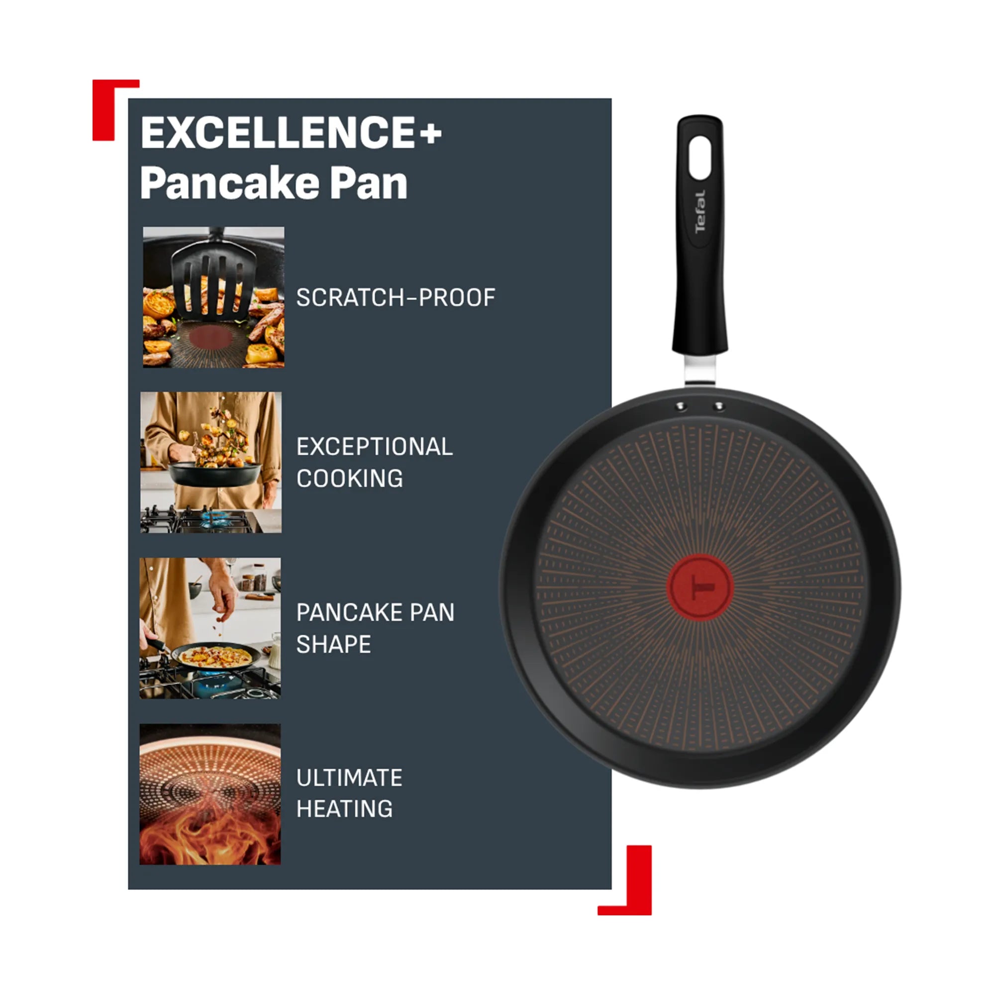 Tefal Excellence+ Induction FusionCore Non-Stick Pancake Pan 25cm Features