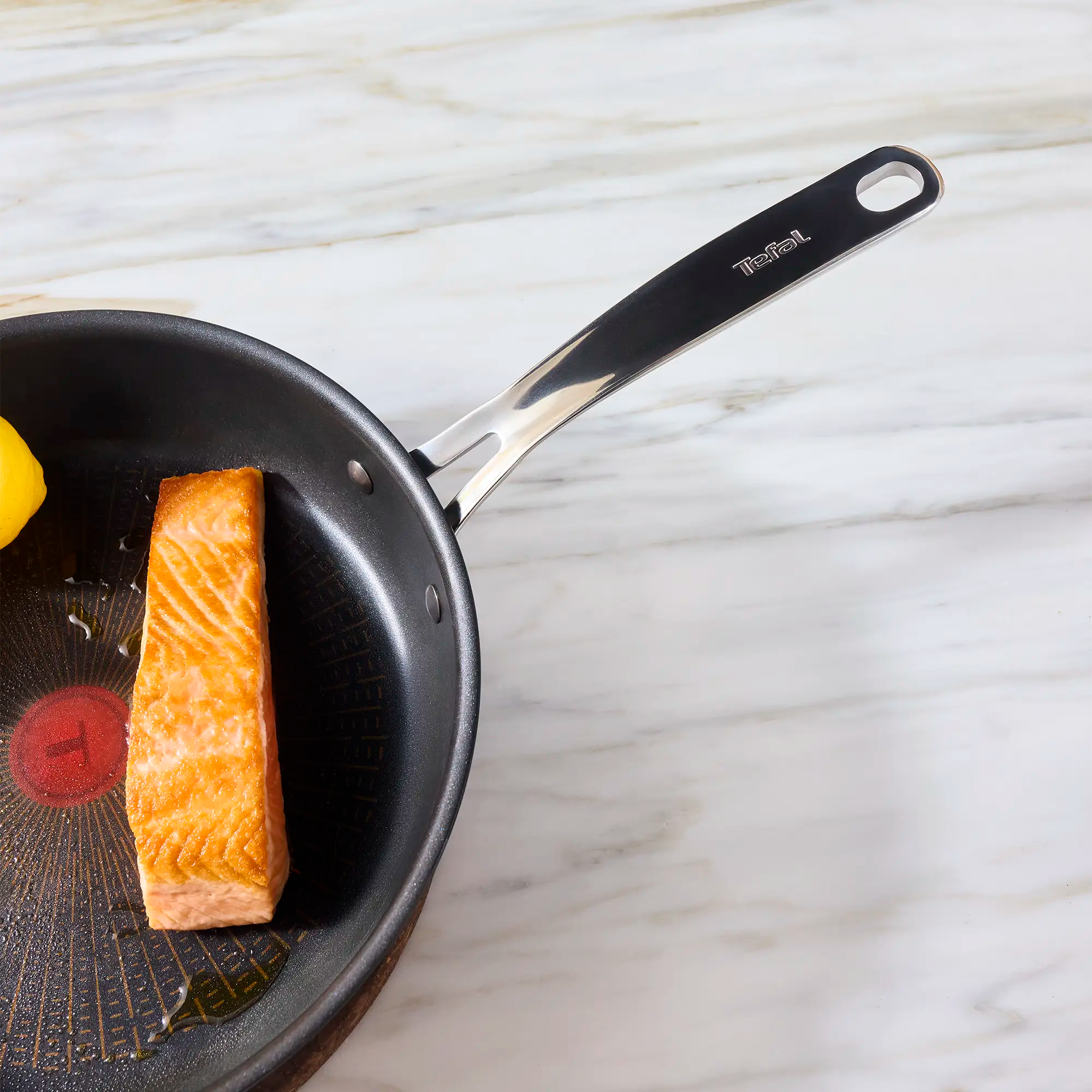 Tefal Excellence+ Induction FusionCore Non-Stick Frypan stainless steel handle