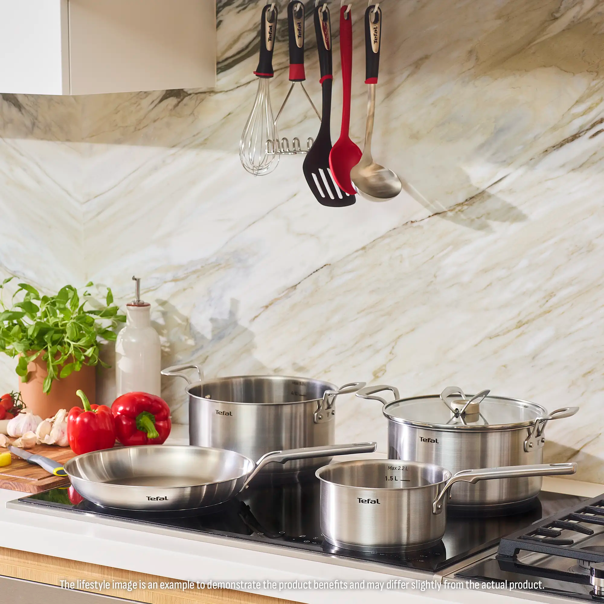 Tefal Space+ Extreme Induction Stainless Steel 5pc Pot Set