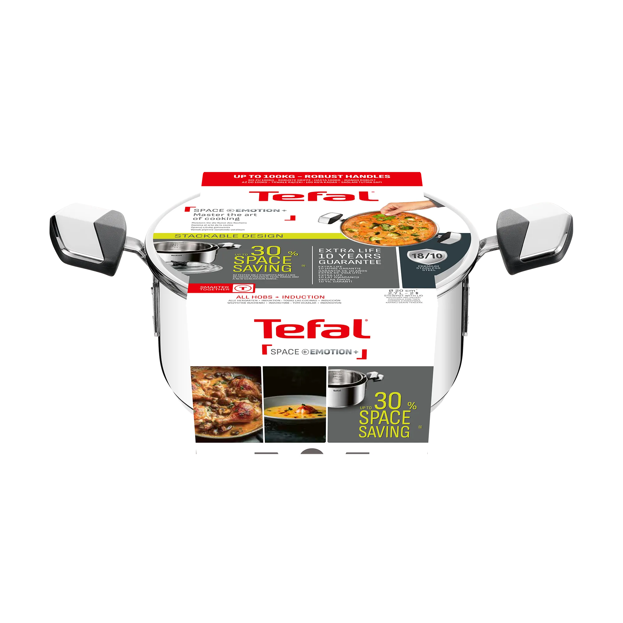 Tefal Space+ Emotion+ Induction Stainless Steel Uncoated Stewpot 20cm + Lid