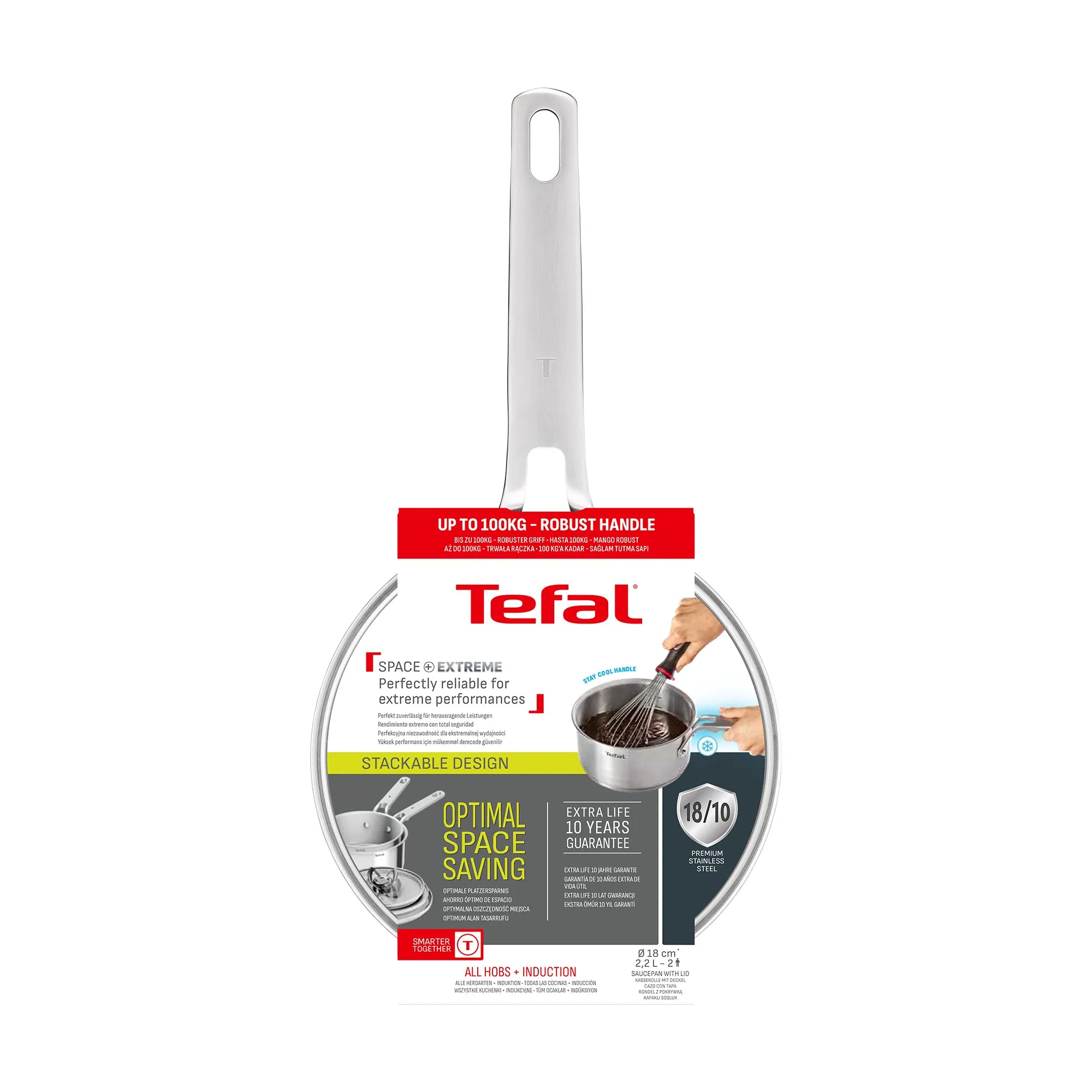 Tefal Space+ Extreme Induction Stainless Steel Saucepan 18cm + Lid