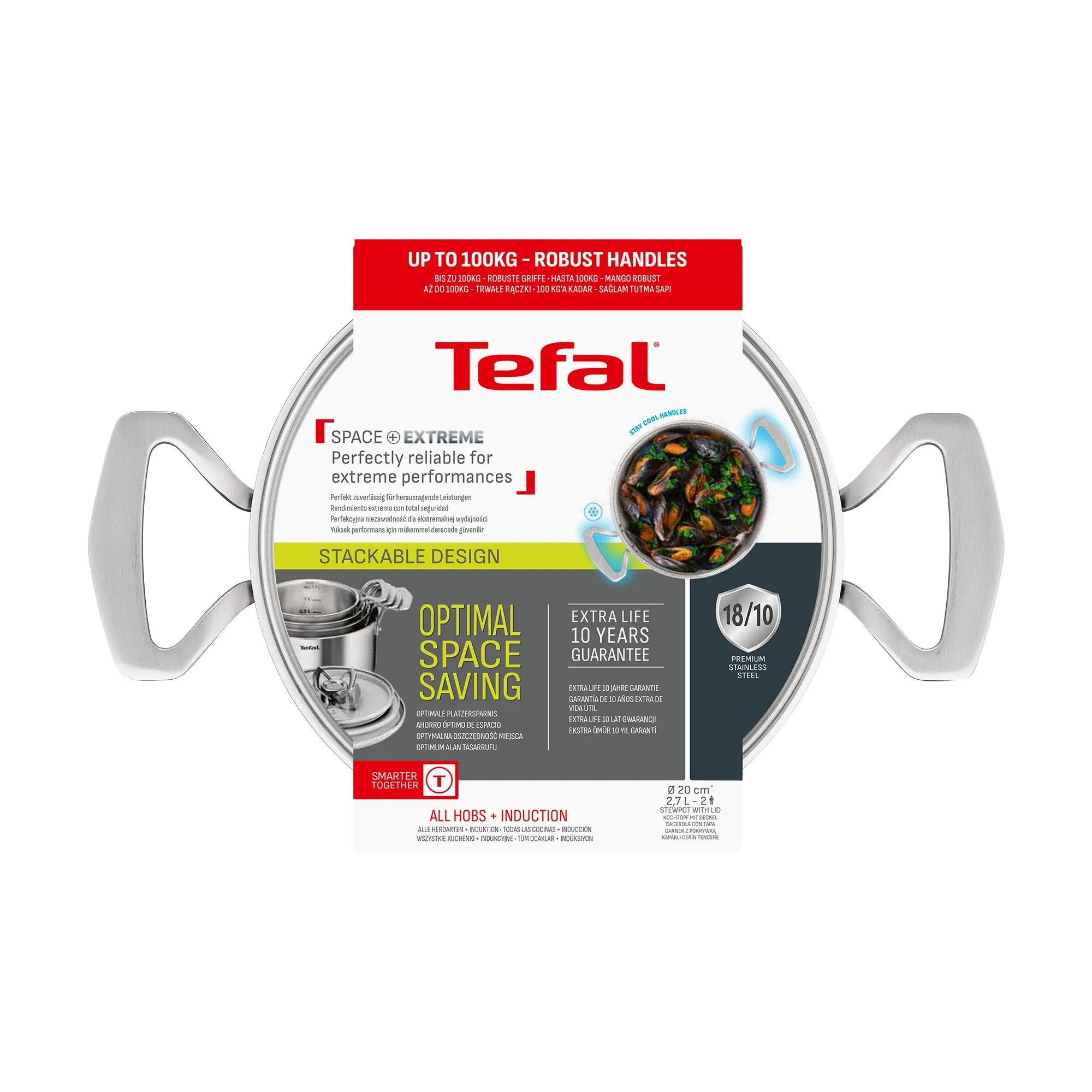 Tefal Space+ Extreme Induction Stainless Steel Stewpot 20cm + Lid