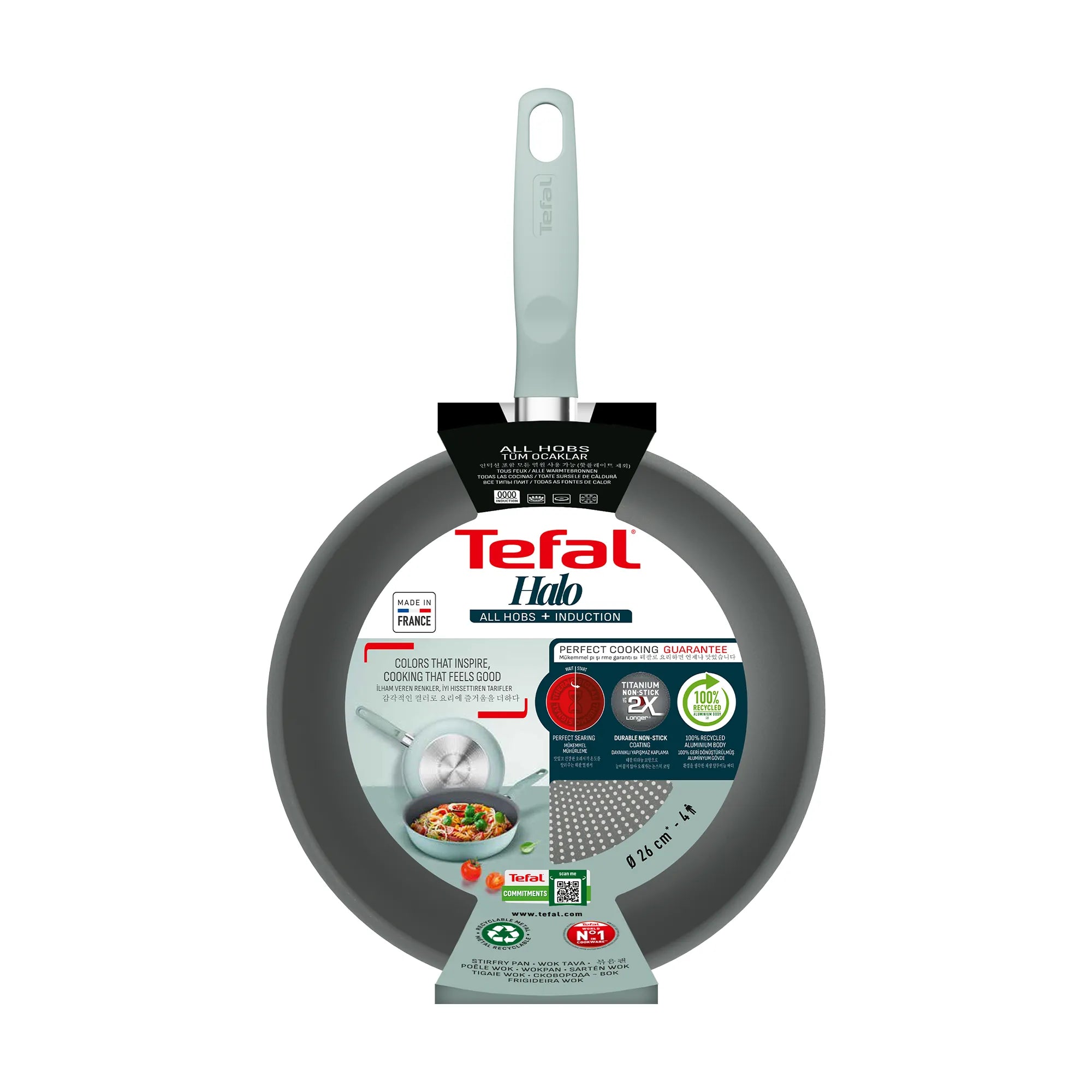 Tefal Halo Induction Non-Stick Eucalyptus Wok 26cm