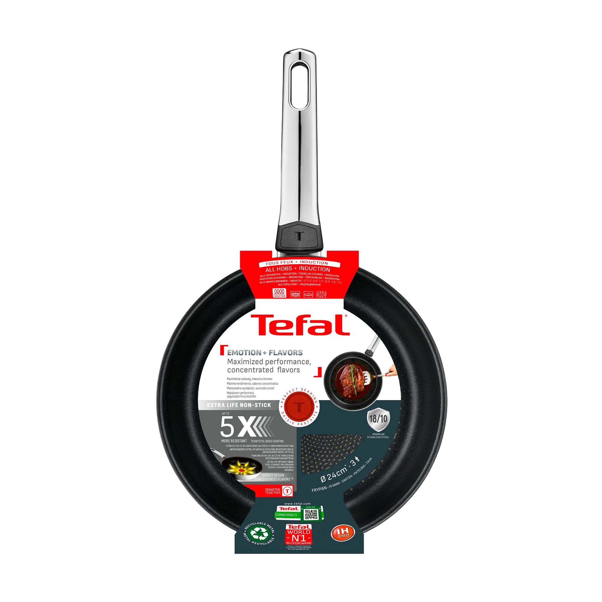 Tefal Emotion+ Flavors Induction Stainless Steel Oil Concentrating Non-Stick Frypan 28cm
