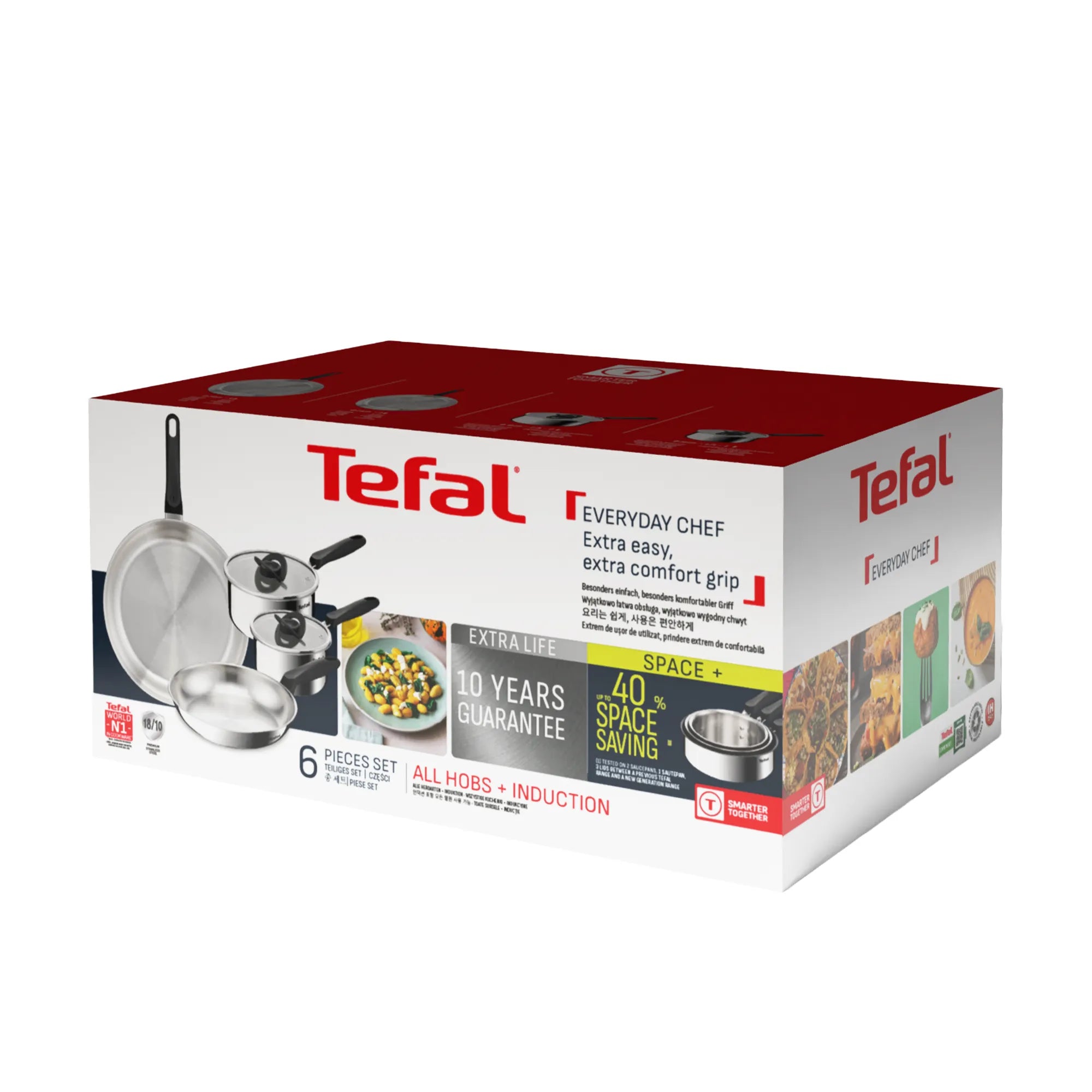 Tefal Space+ Everyday Chef Induction Uncoated Stainless Steel 4pc Set