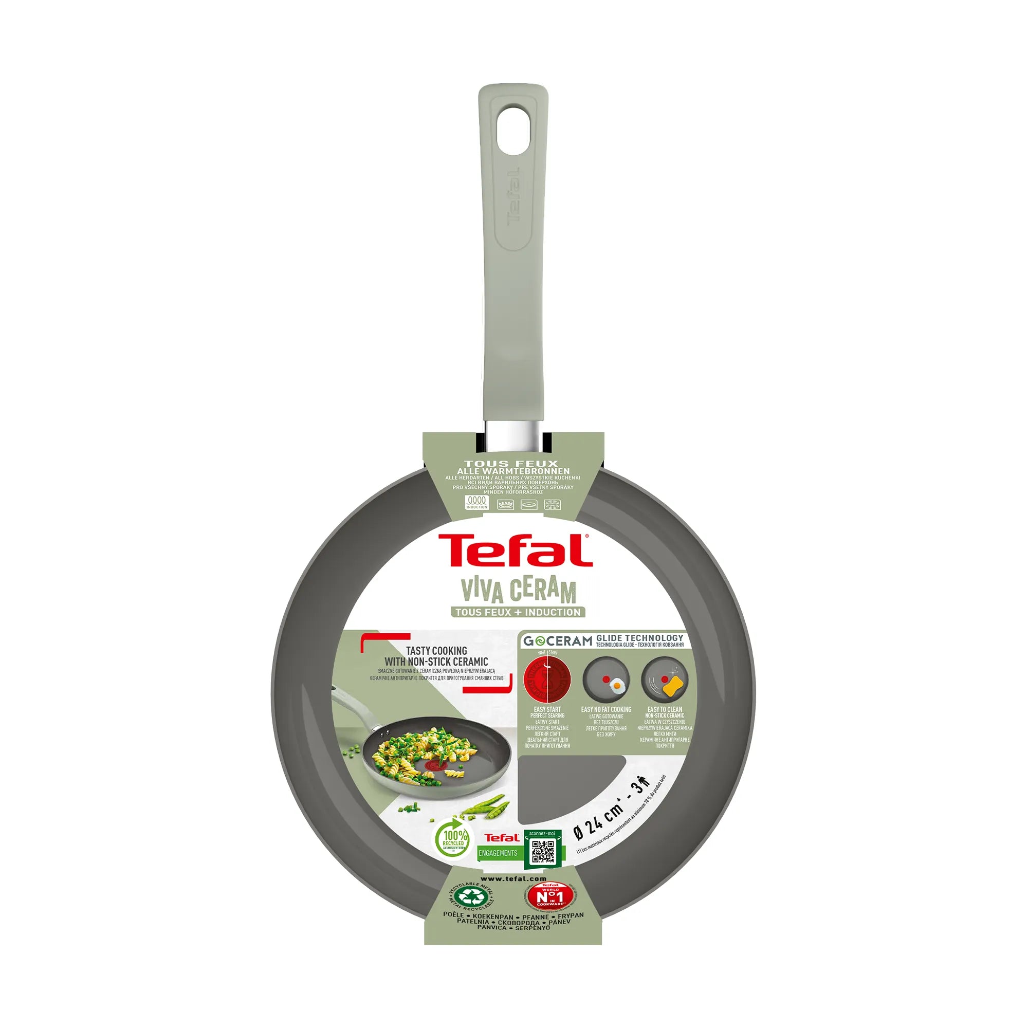 Tefal Vivaceram Induction Ceramic Green Lichen Frypan 24cm