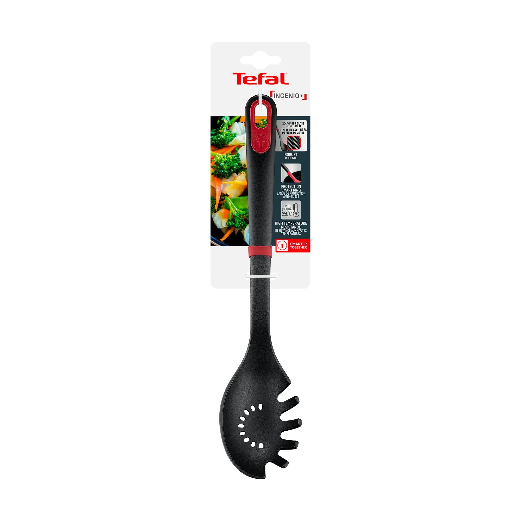 Tefal Ingenio+ Nylon Pasta Spoon Red/Black K1980234 Packaging