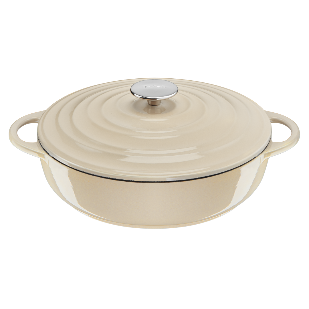 Tefal LOV Induction Cast Iron Beige Shallowpot 28cm/3.8L + Lid