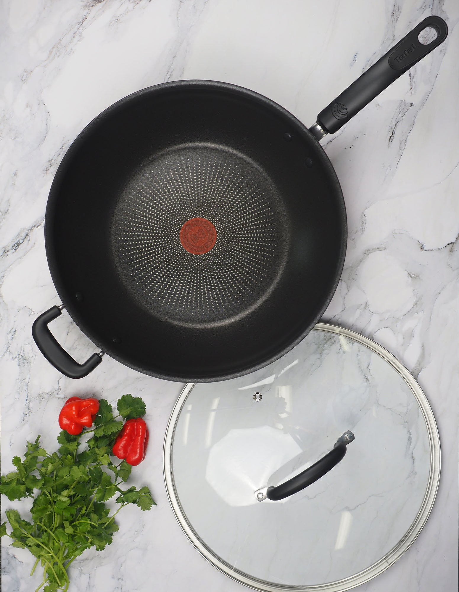 Tefal Specialty Hard Anodised Non-Stick Wok 32cm + Lid
