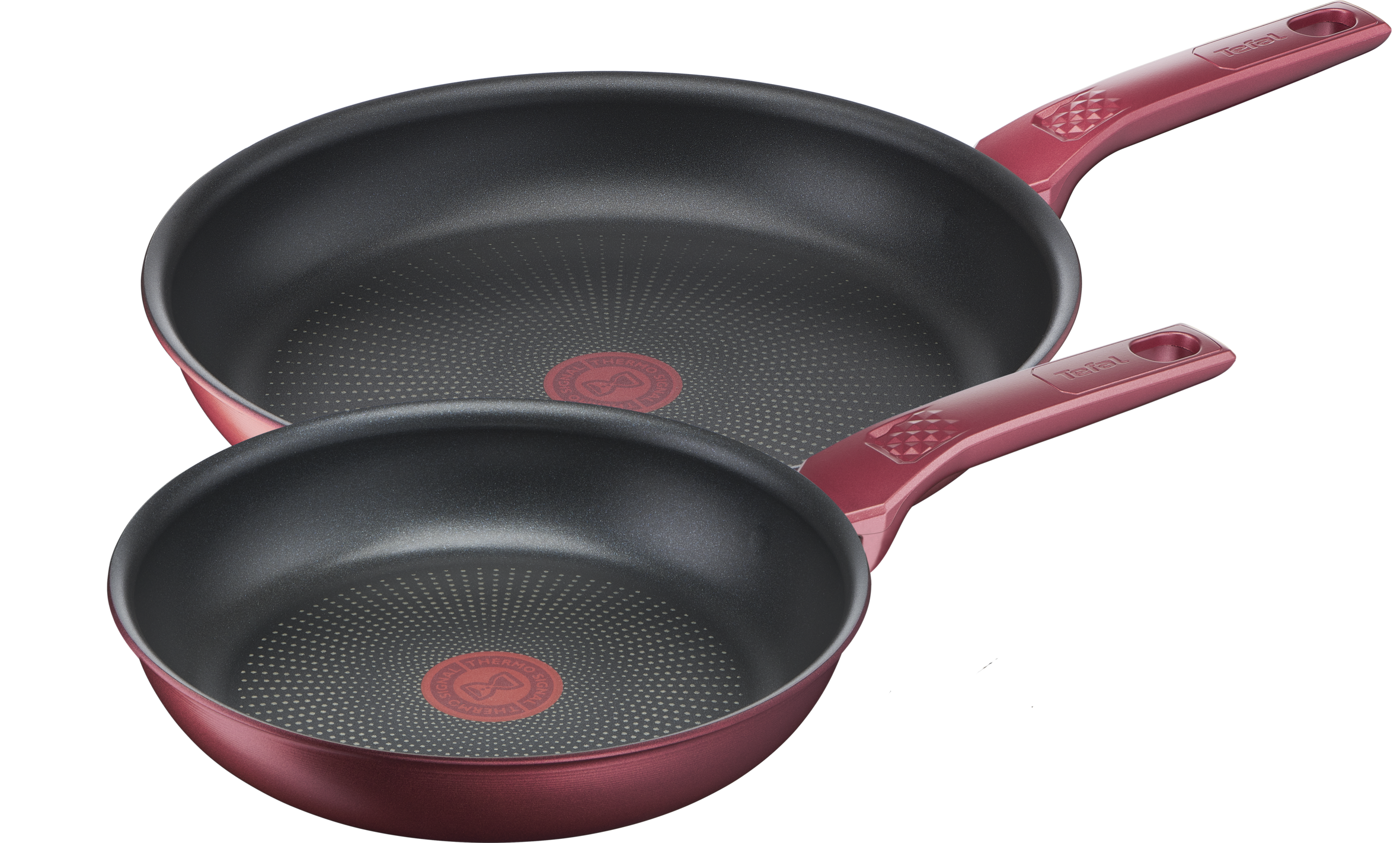 Tefal Daily Chef Red Non-Stick Induction Twin Pack Frypan Set 22/28cm