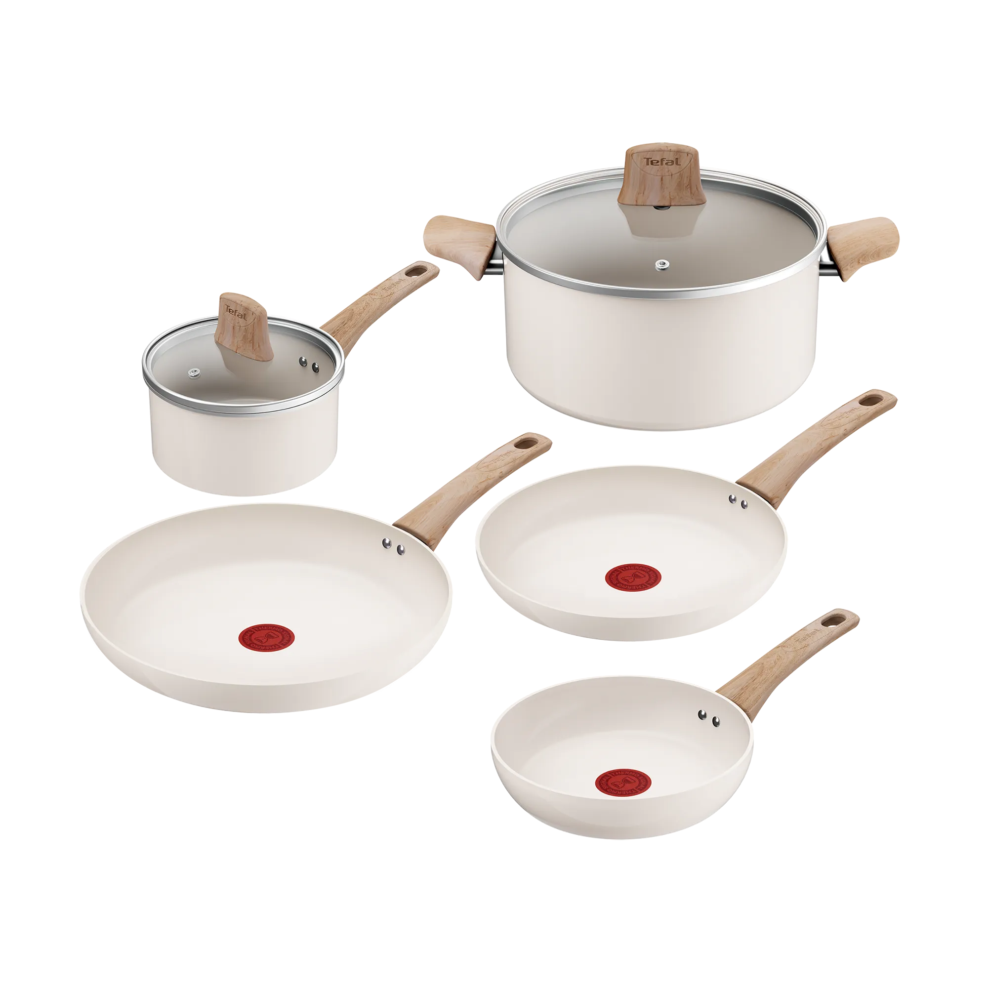 Tefal Vivaceram Induction Ceramic Beige 5pc Set