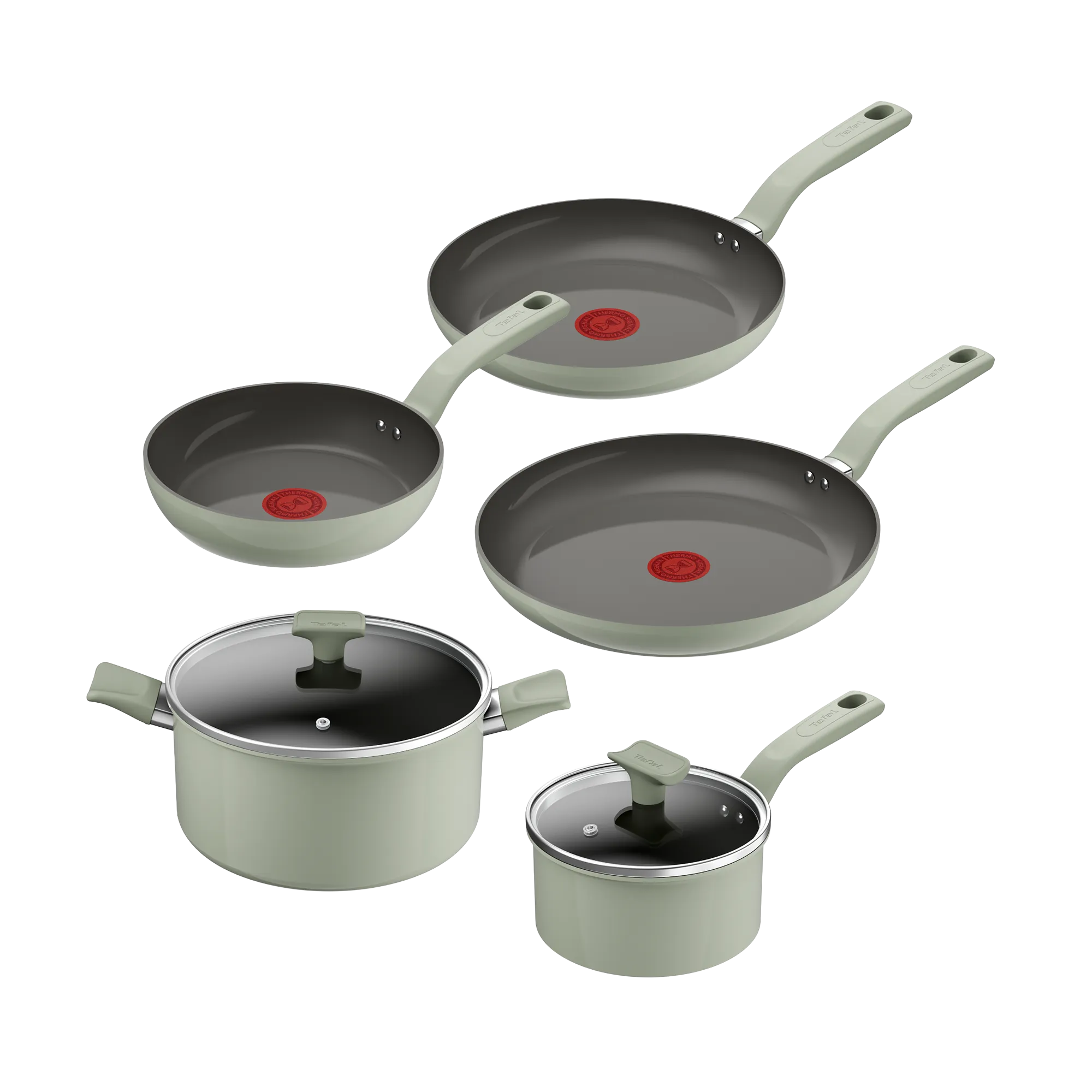 Tefal Vivaceram Induction Ceramic Green Lichen 5pc Set