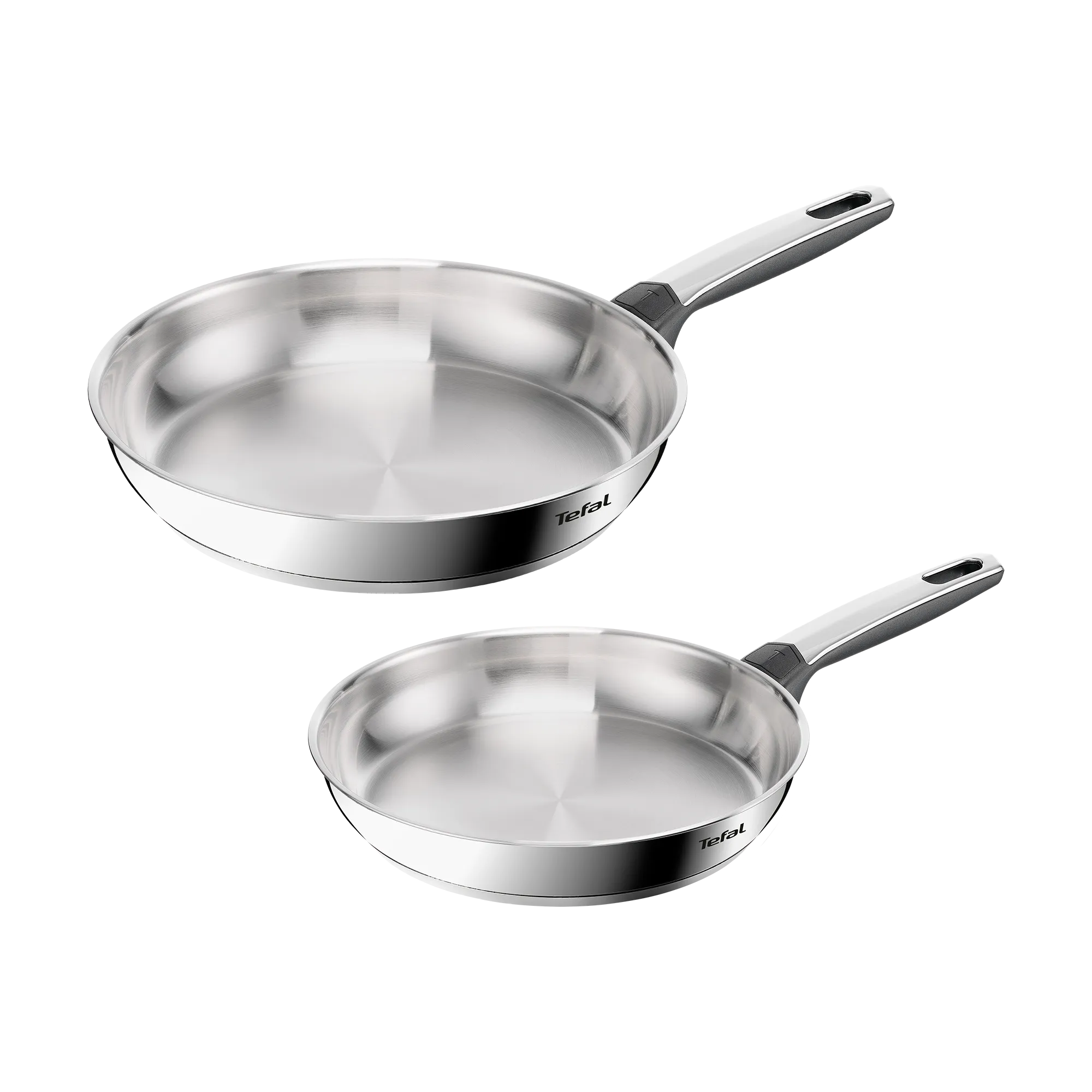 Tefal Emotion+ Induction Stainless Steel Uncoated Twin Pack Frypan 24/28cm