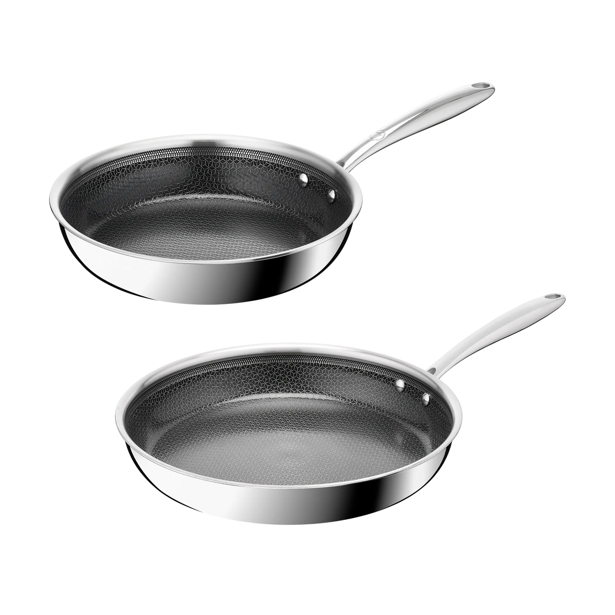 Tefal Master Induction Stainless Steel Ceramic Hybrid Mesh Frypan Set 24/28cm