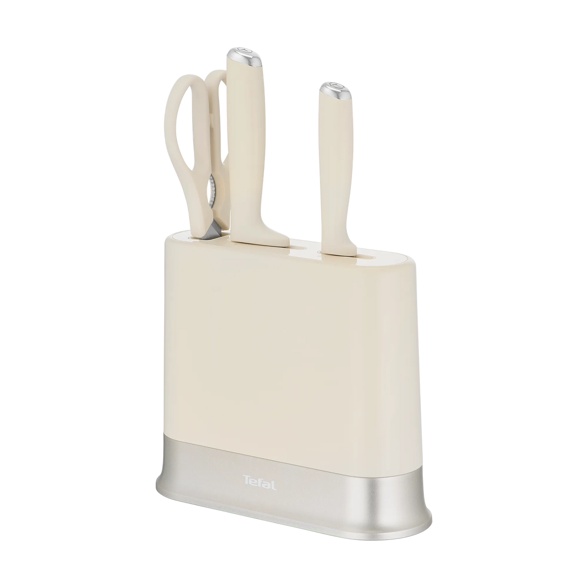 Tefal Eversharp Daily Rise Beige Knife Block 3pc Set with Integrated Sharpener