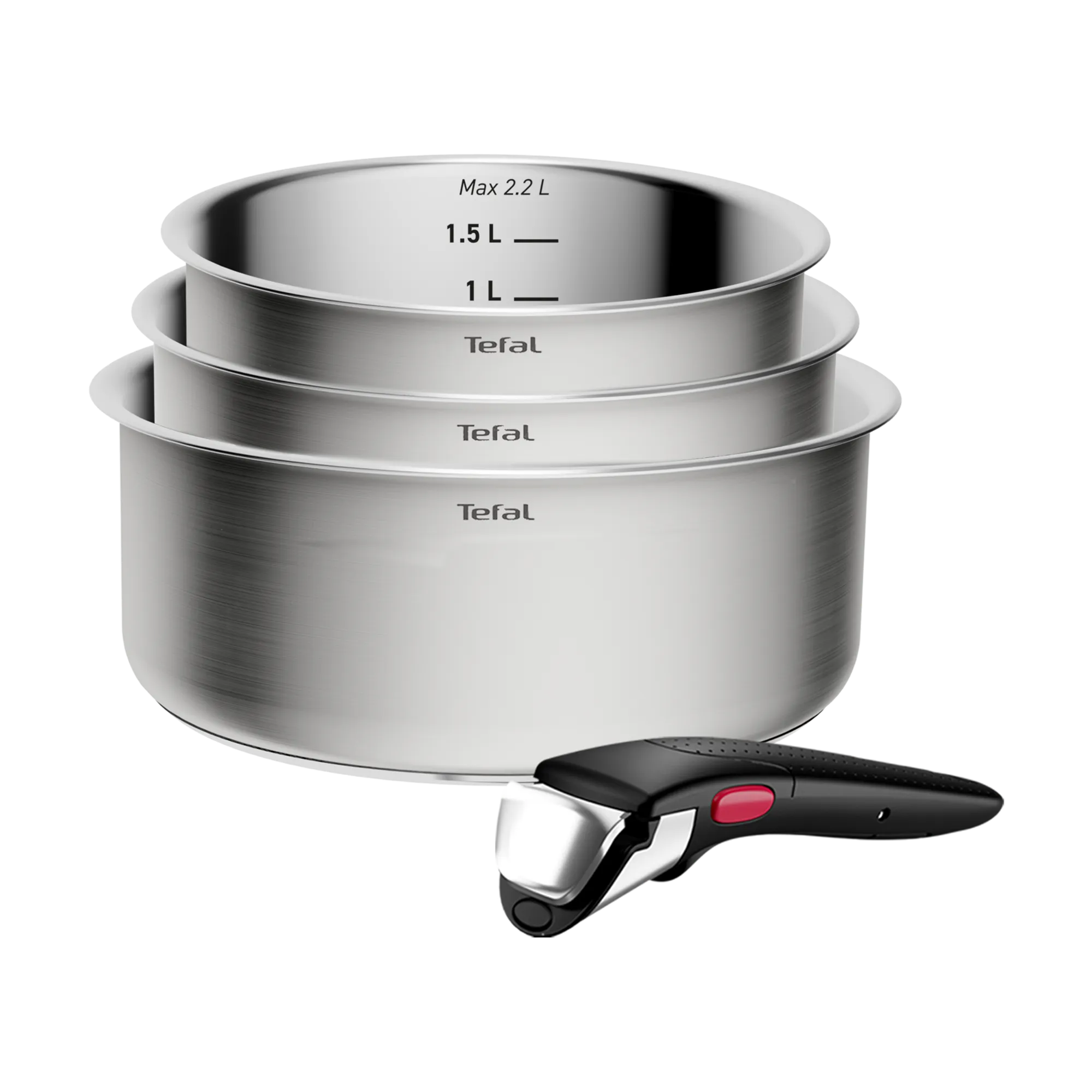 Tefal Ingenio Emotion+ Induction Uncoated Stainless Steel 4pc Pot Set