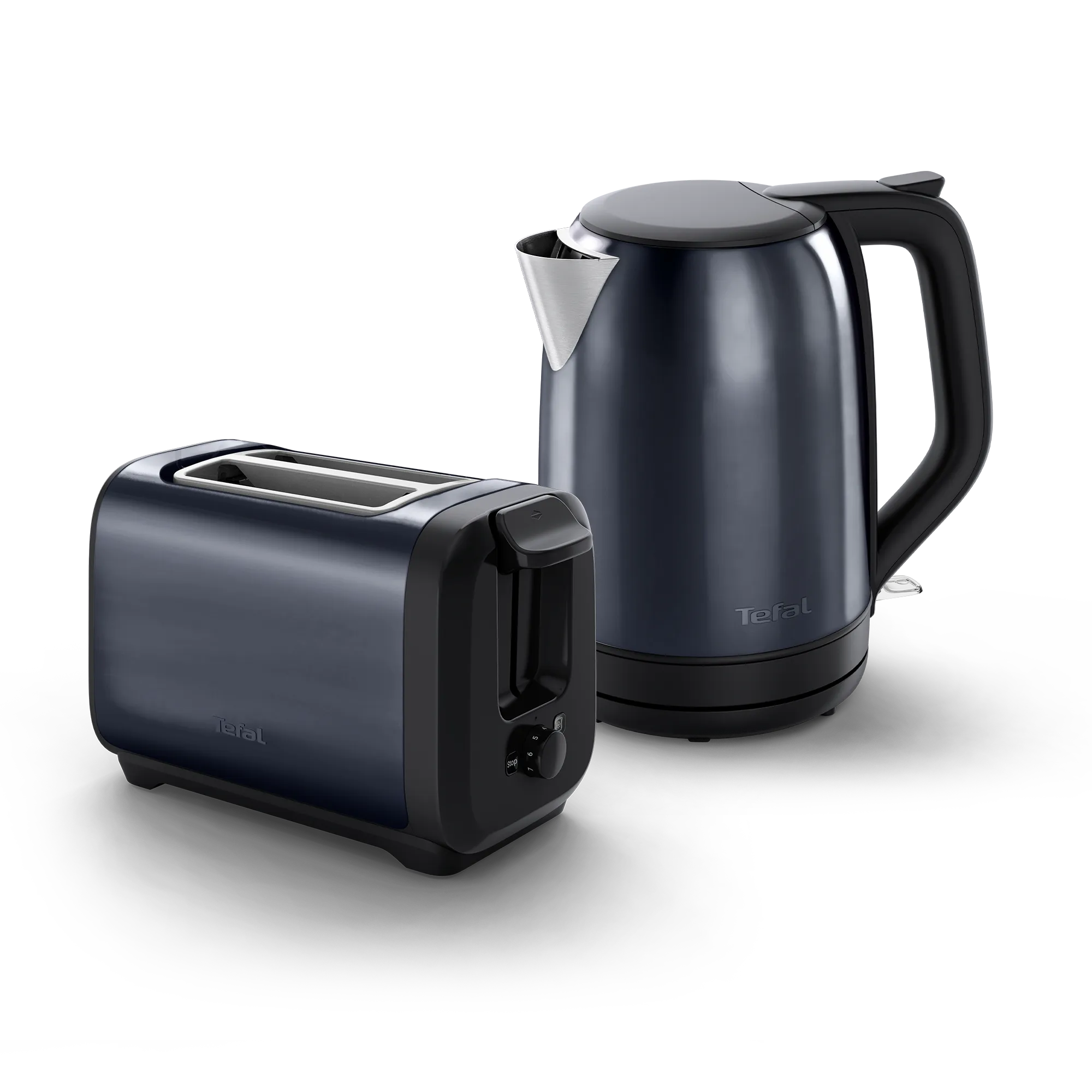 Tefal Subito Black Knight Stainless Steel Toaster & Kettle Breakfast Set TT5SAN