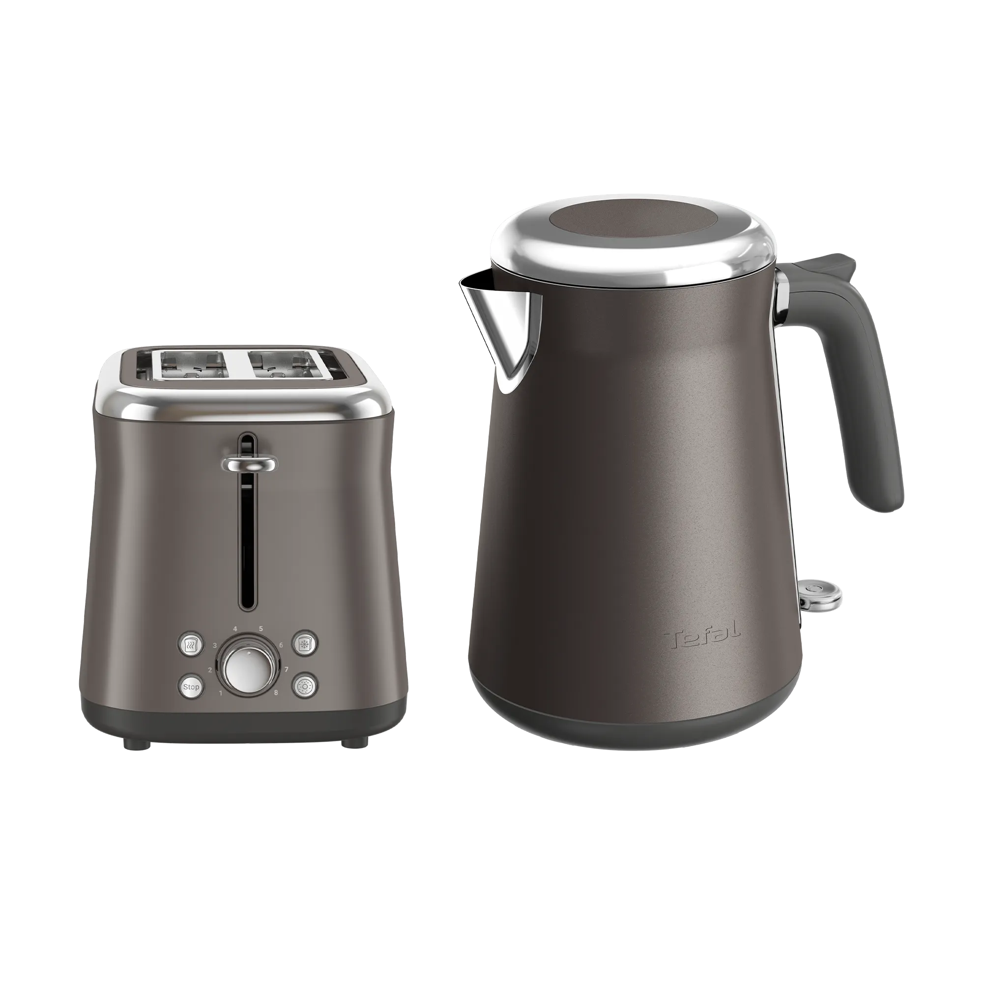 Tefal Collection Toaster 2-slice and Kettle Grey Pewter Bundle