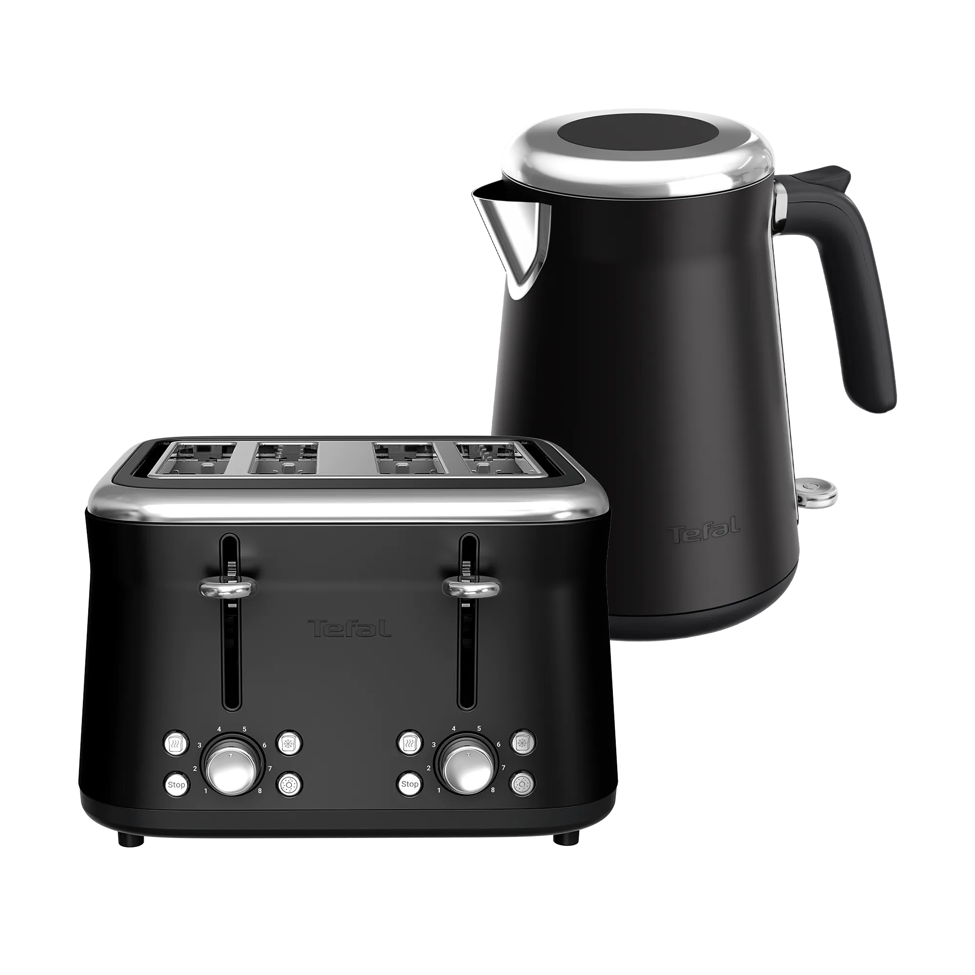 Tefal Collection Toaster 4-slice and Kettle Black Bundle