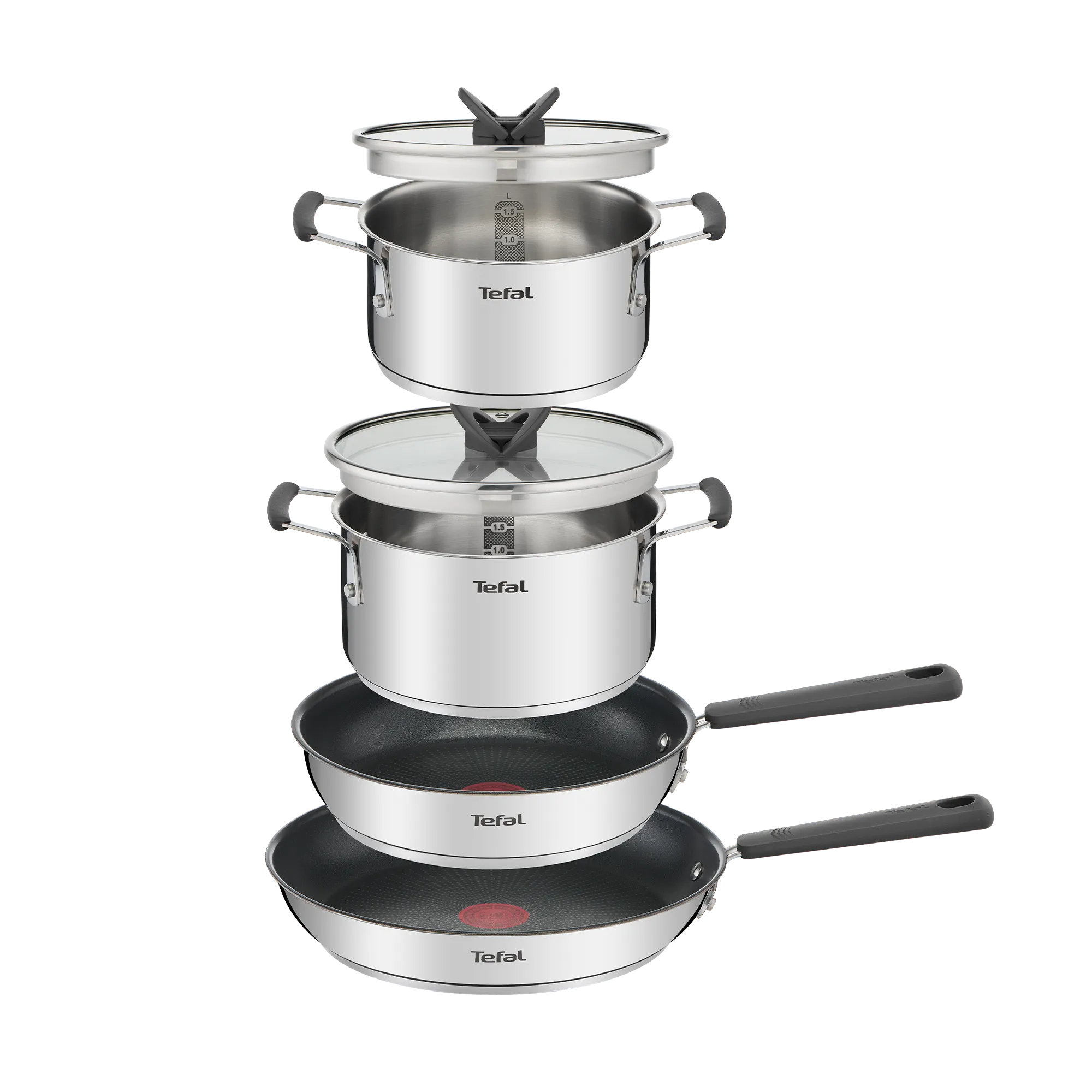Tefal Opti'Space Induction Stainless Steel 6pc Mixed Set