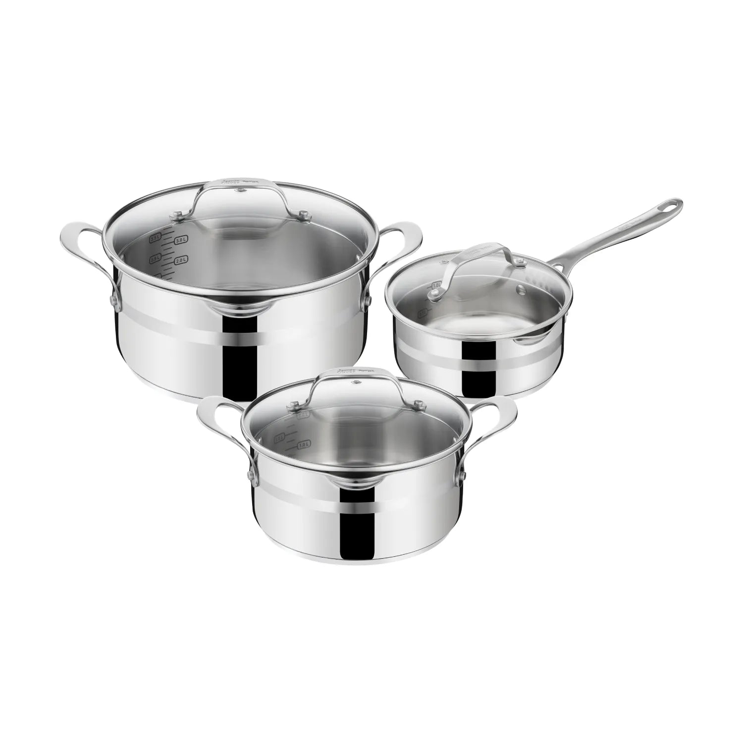 Jamie Oliver by Tefal Cook Smart Induction Stainless Steel 3pc Pot Set + Lids