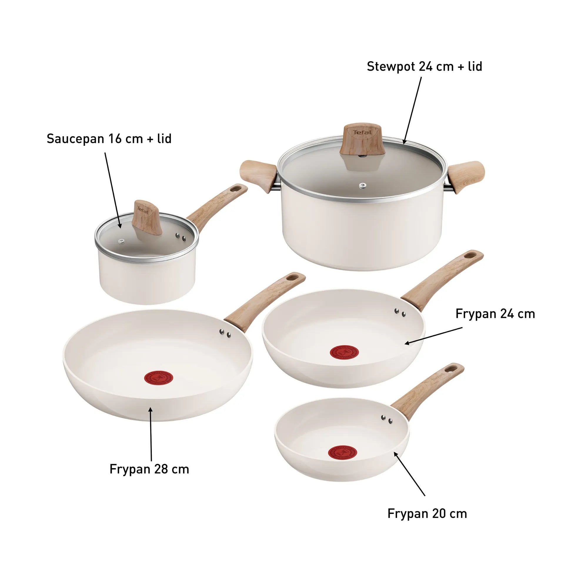 Tefal Vivaceram Induction Ceramic Beige 5pc Cookware Set