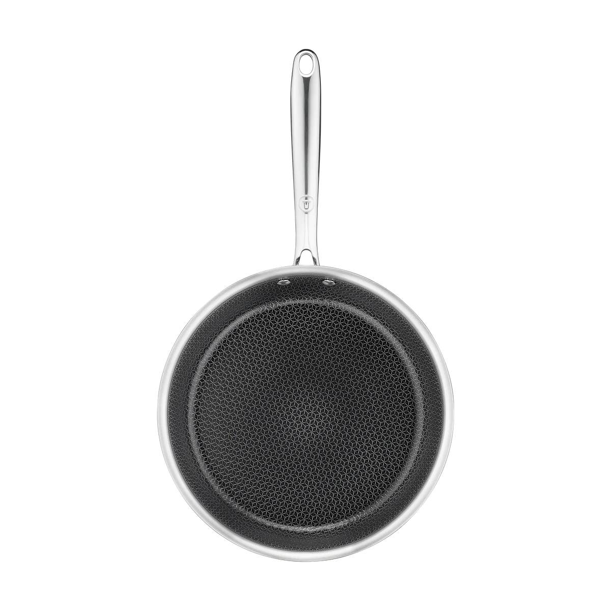 Tefal Master Induction Stainless Steel Ceramic Hybrid Mesh Frypan 24cm top view showing interior mesh coating