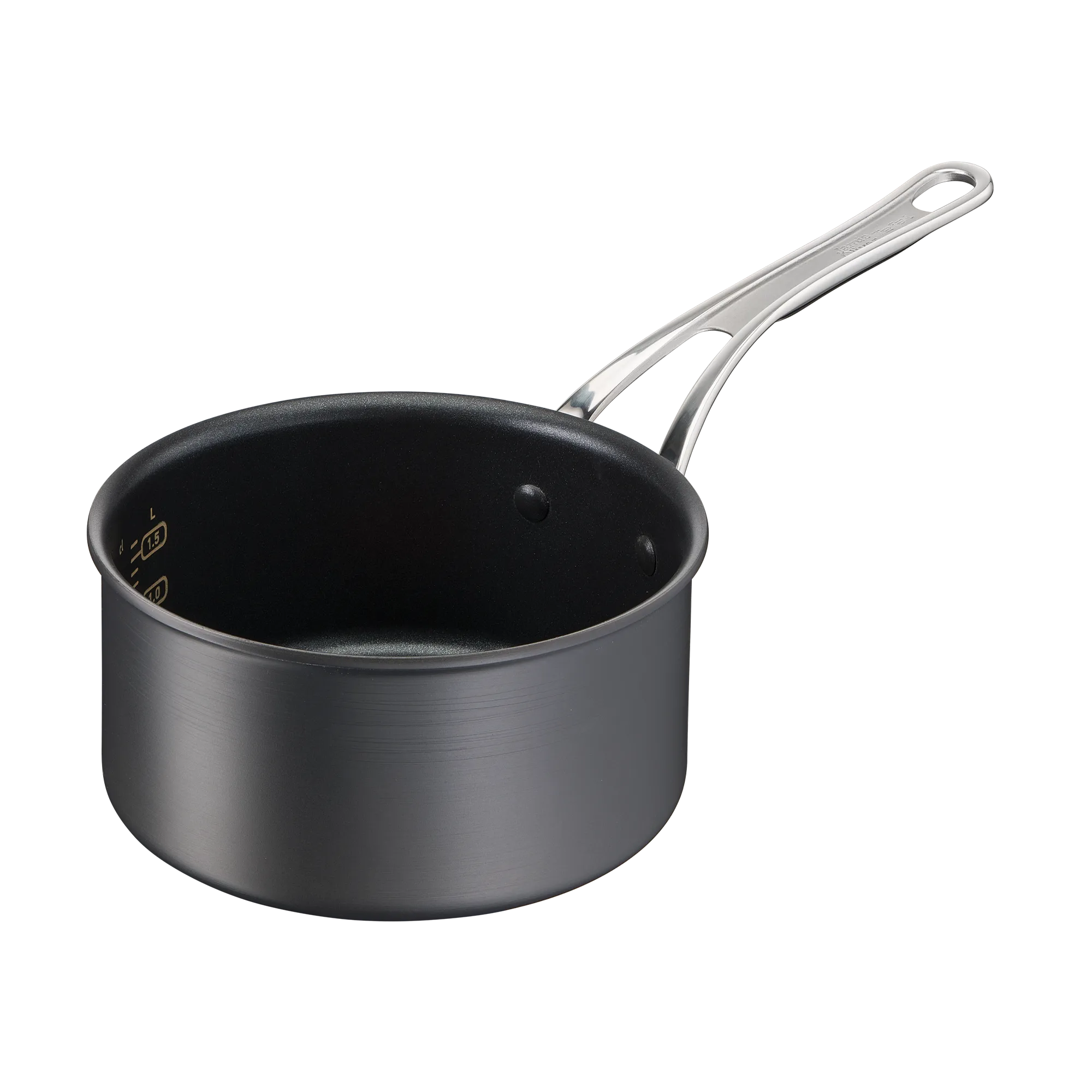 Jamie Oliver by Tefal Cooks Classic Non-Stick Induction Hard Anodised Saucepan 18cm lid removed