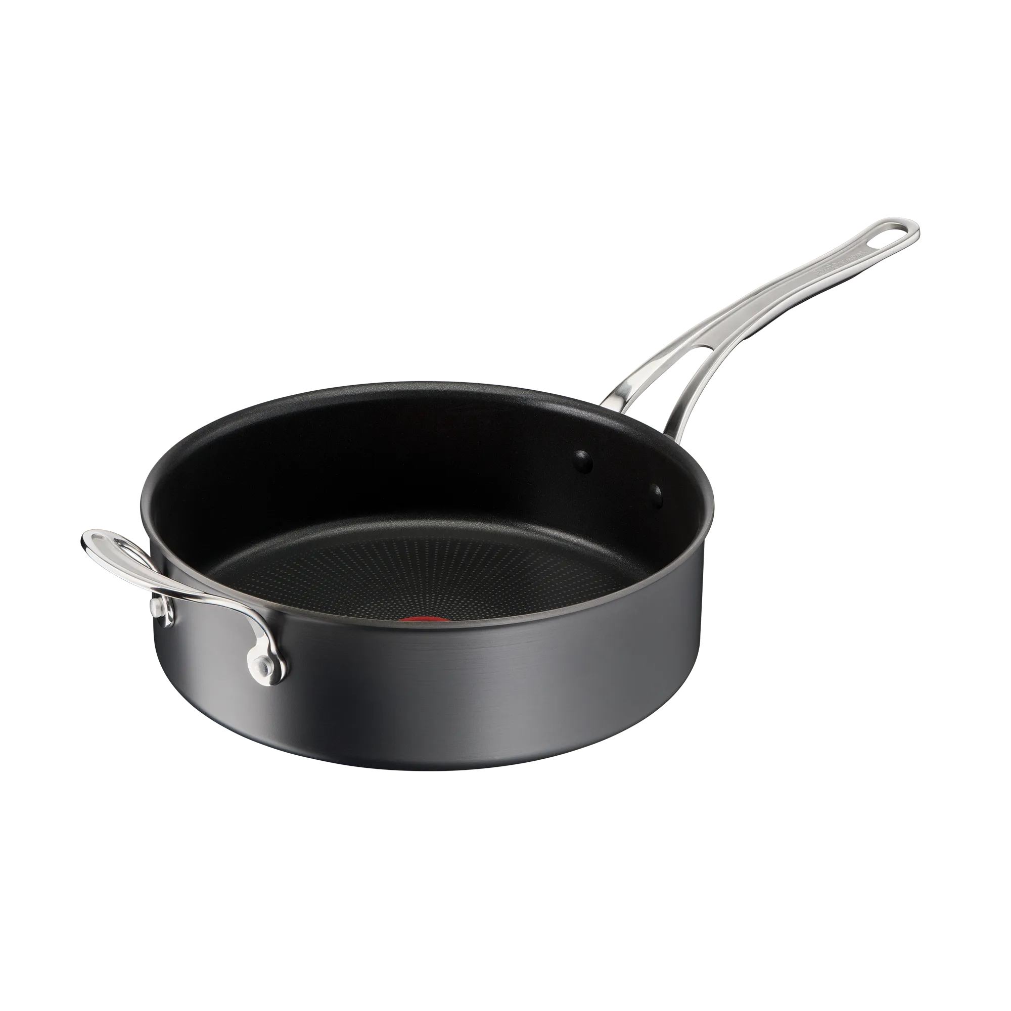 Jamie Oliver by Tefal Cooks Classic Non-Stick Induction Hard Anodised Sautepan with lid removed