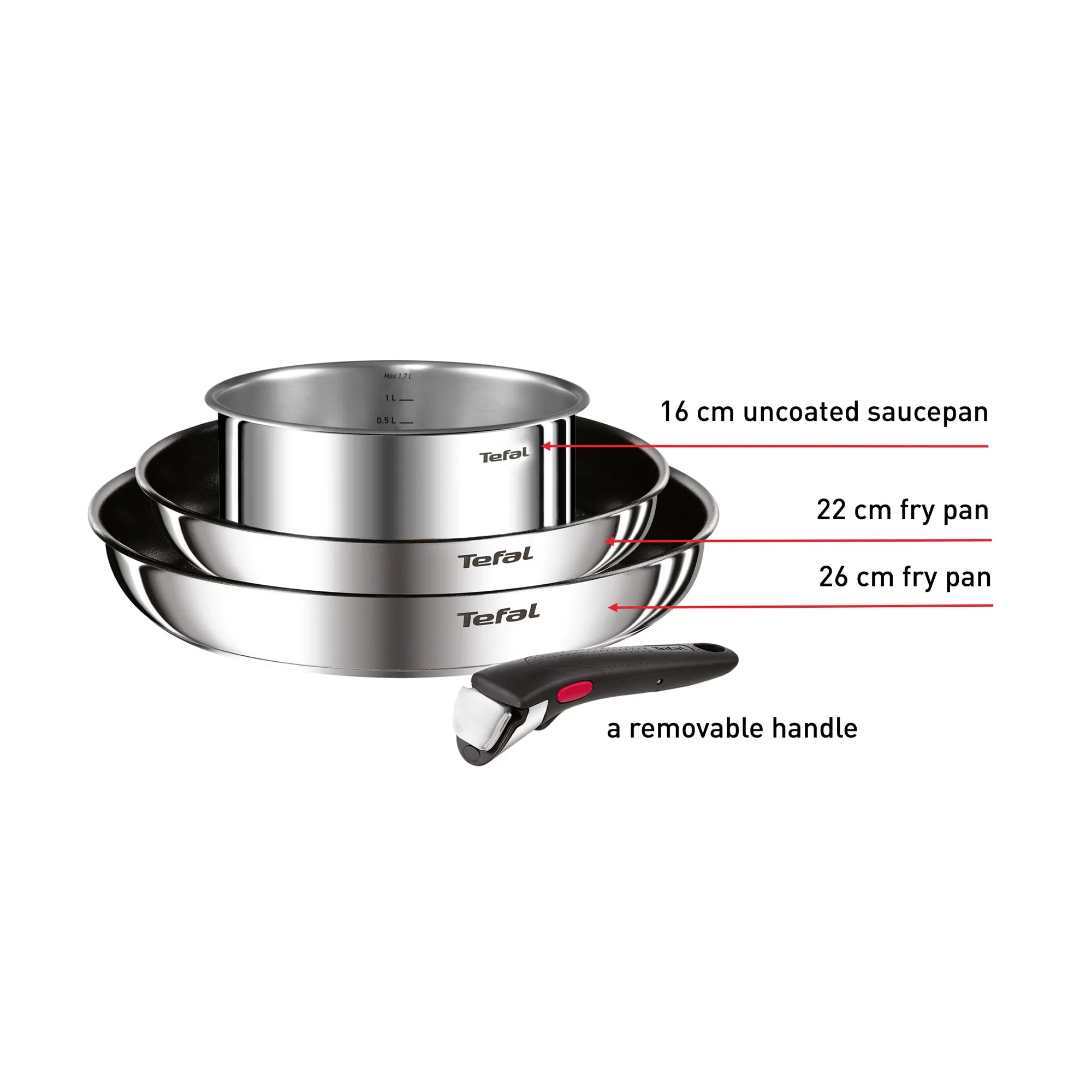 Tefal Ingenio Cook Eat Induction Non-Stick 4pc Set items included