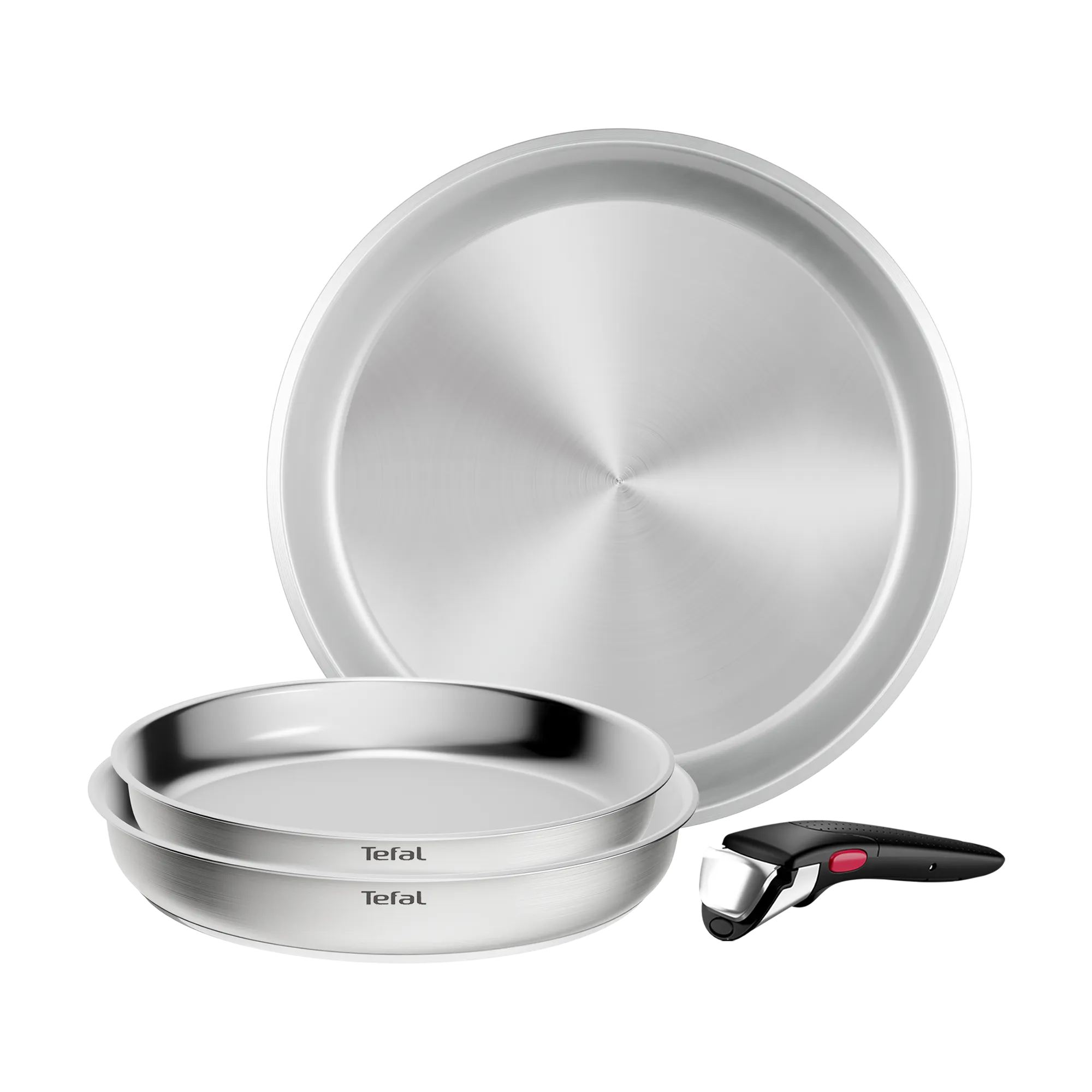 Tefal Ingenio Emotion+ Induction Uncoated Stainless Steel 4pc Frypan Set top view