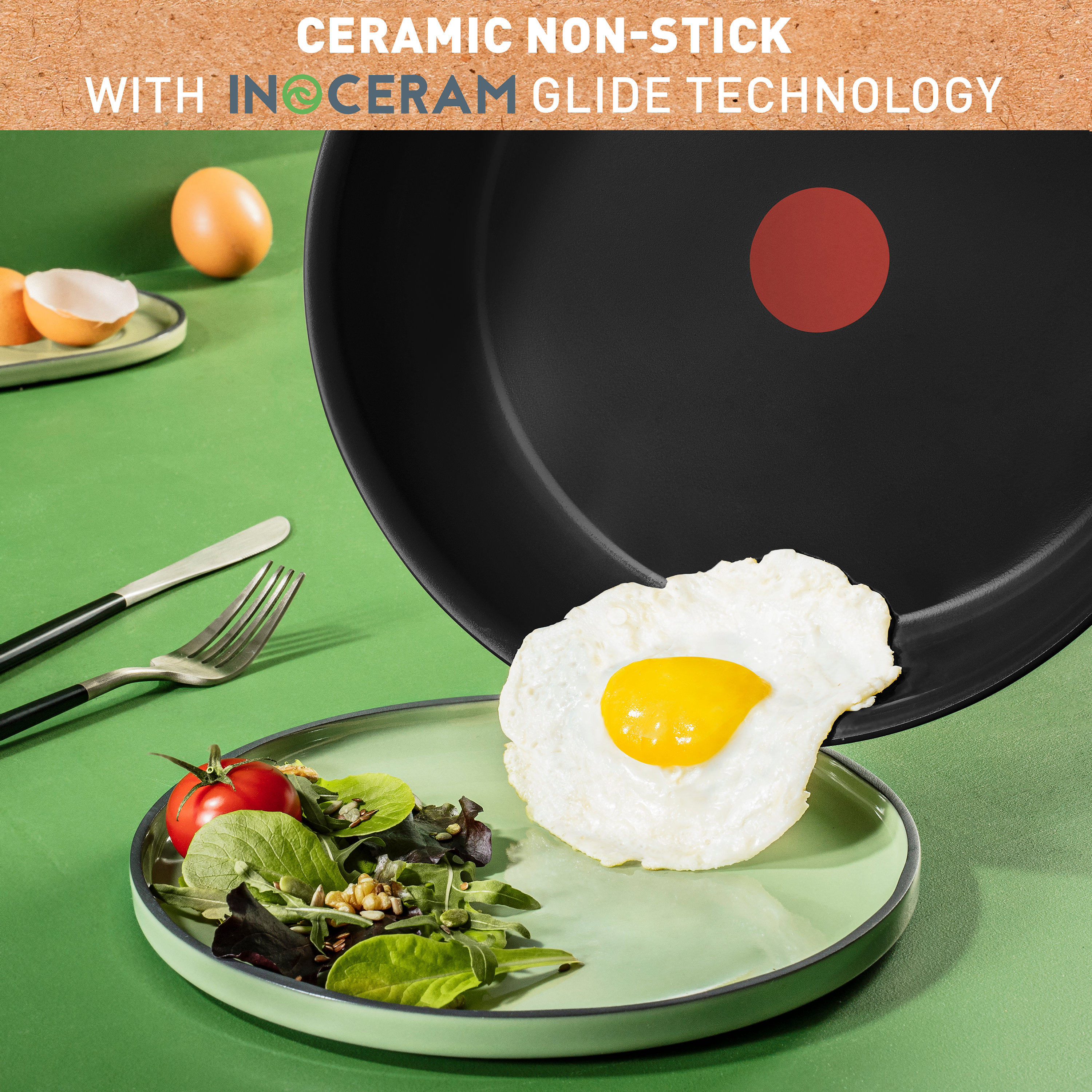 Tefal Renew Black Frypan 24cm - C4320423 - Ceramic Non-Stick Coating