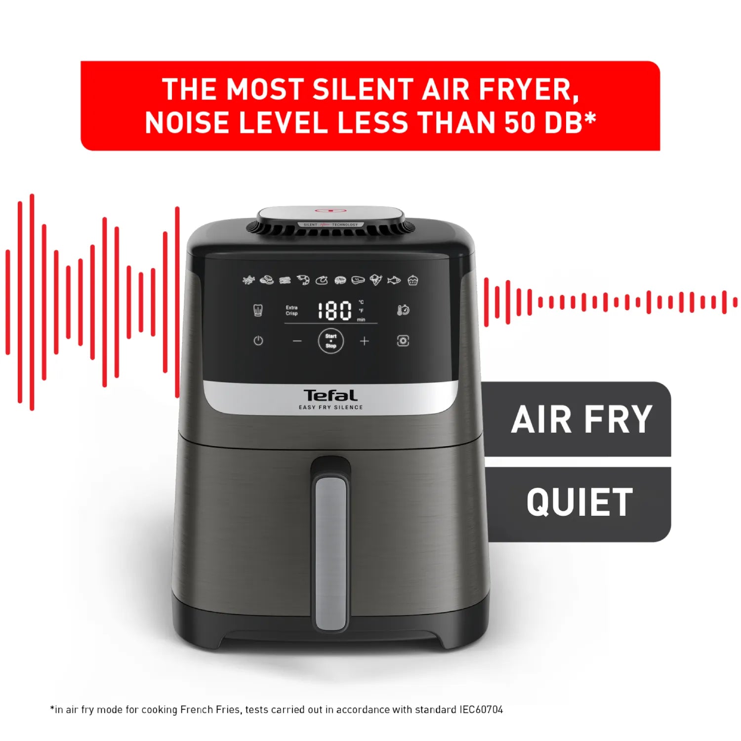Tefal Easy Fry Silence Essential Air Fryer 5L Less than 50dB