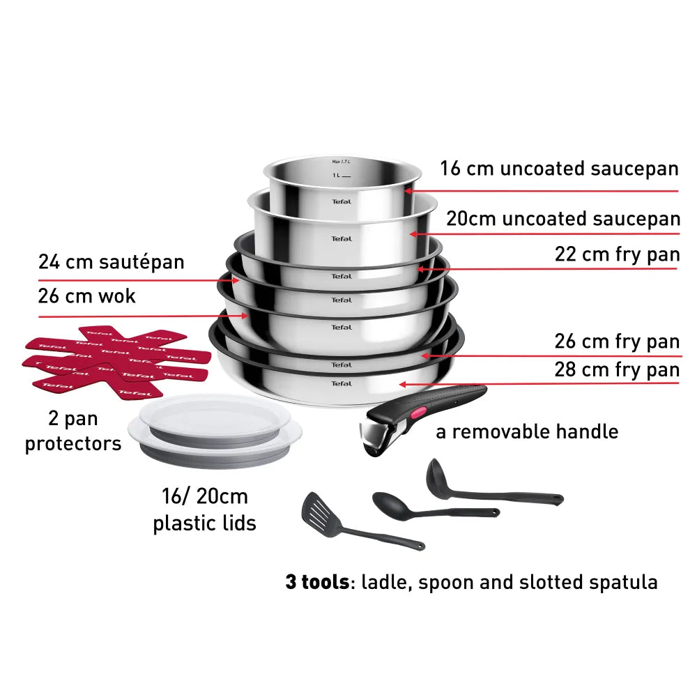 Tefal Ingenio Cook Eat Stackable Non-Stick Cookware 15pc Set