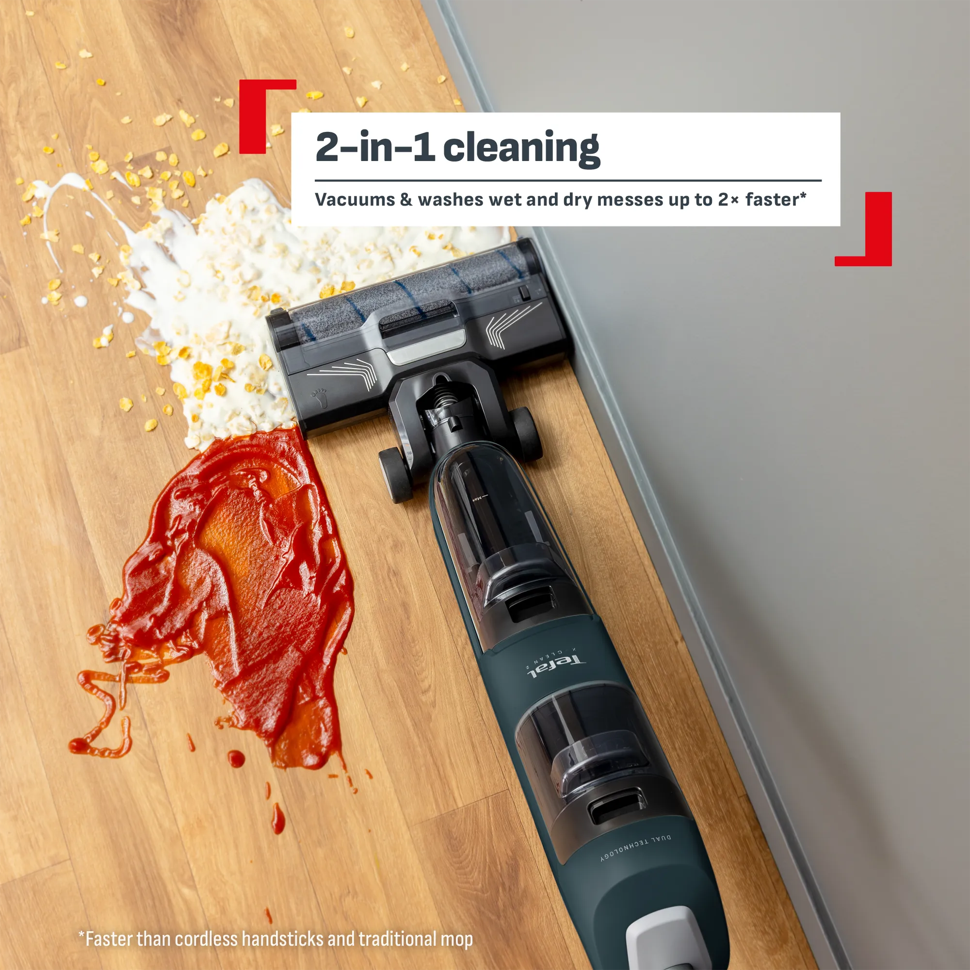 Tefal X-Clean 2 Cordless Vacuum & Floor Washer GF2251 for cleaning wet and dry messes on hard floors