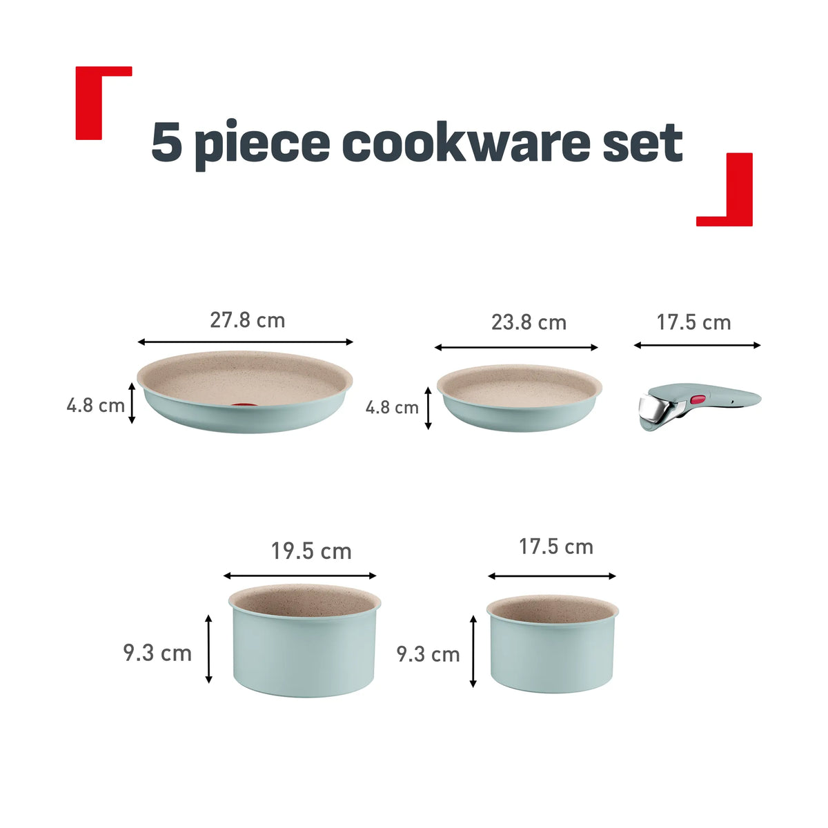 Tefal Ingenio Harmony Induction Non-Stick Eucalyptus 5pc Set Anniversary Pack