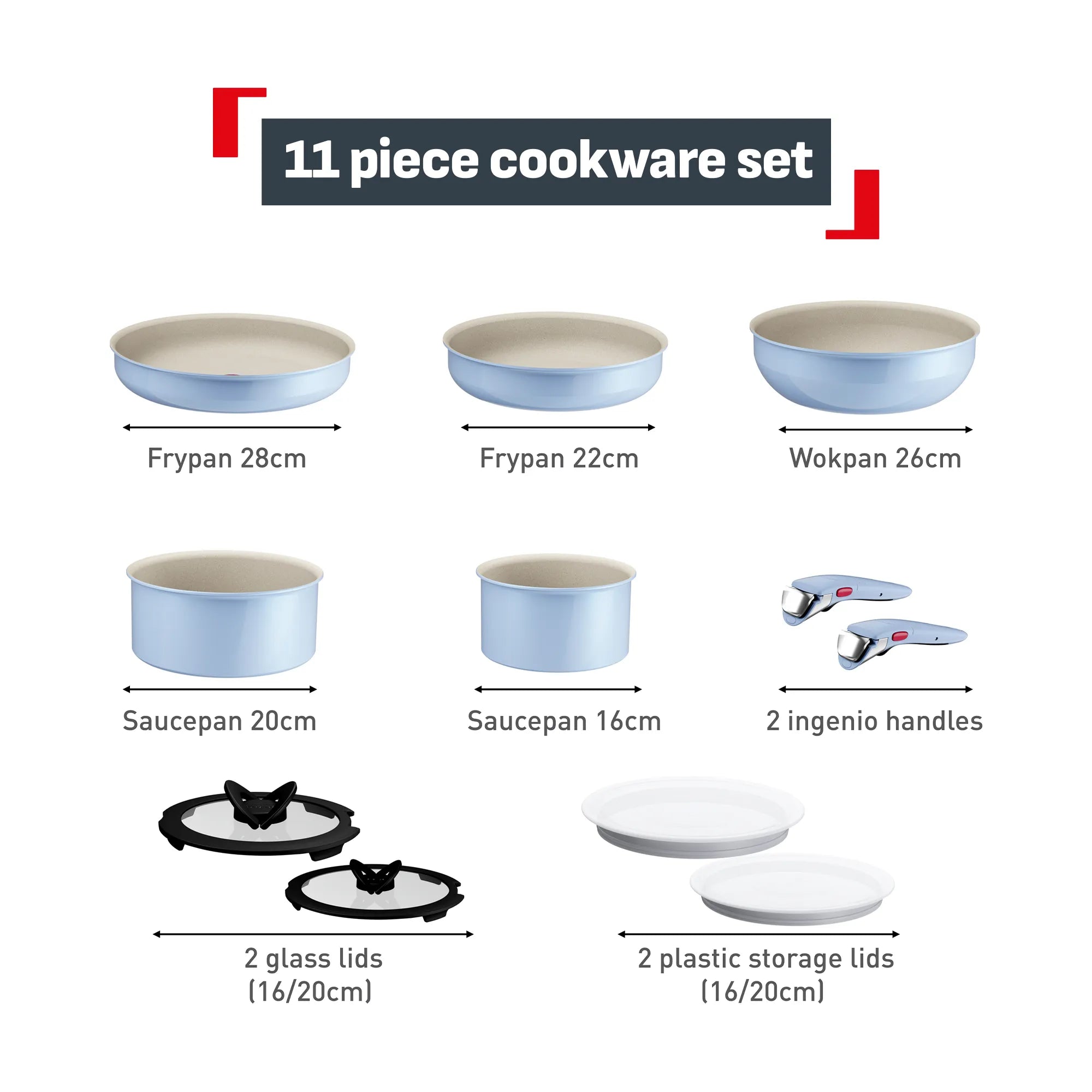 Tefal Ingenio Serenity Induction Non-Stick Calm Blue 11pc Set