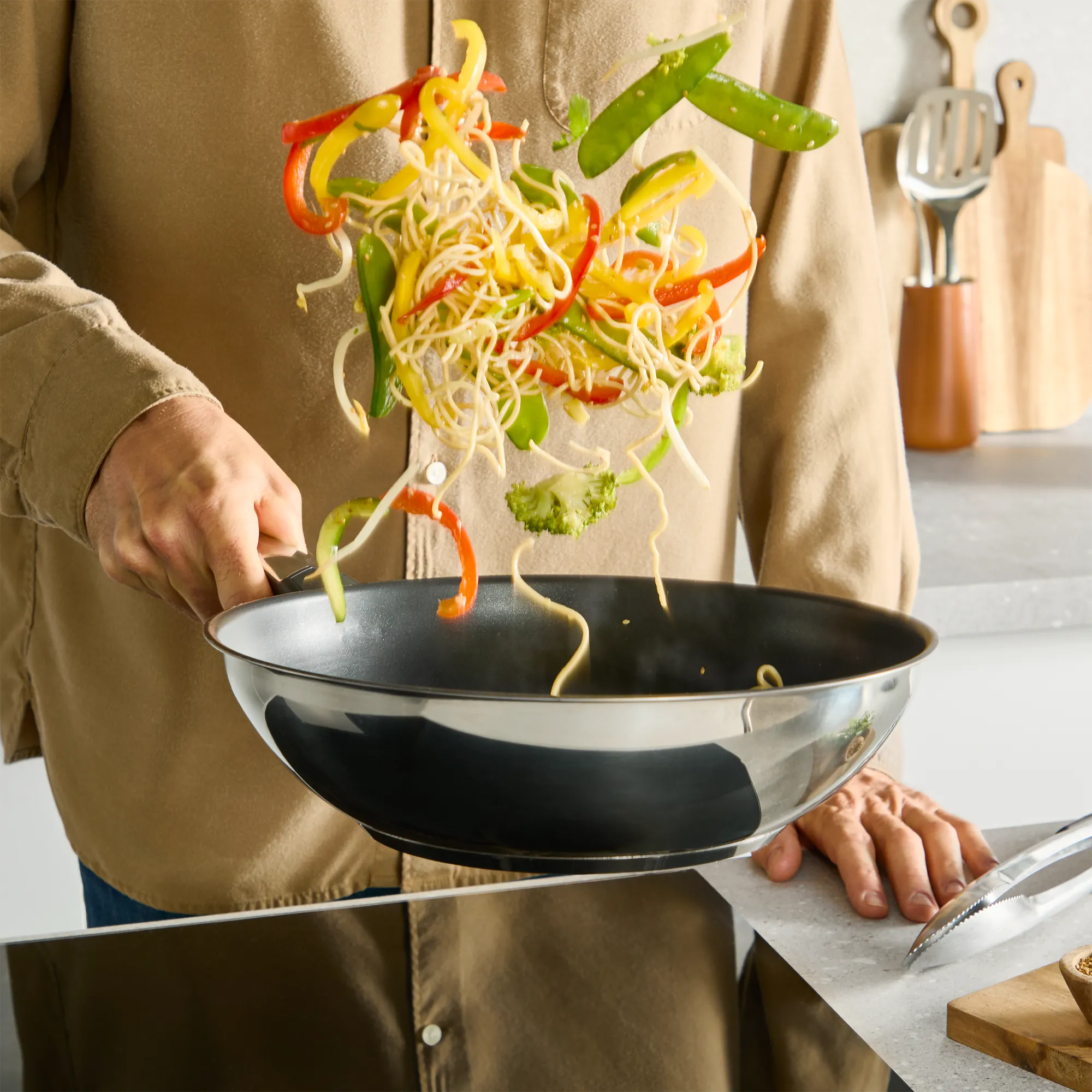 Tefal Emotion+ Induction Stainless Steel Non-Stick Wok 28cm