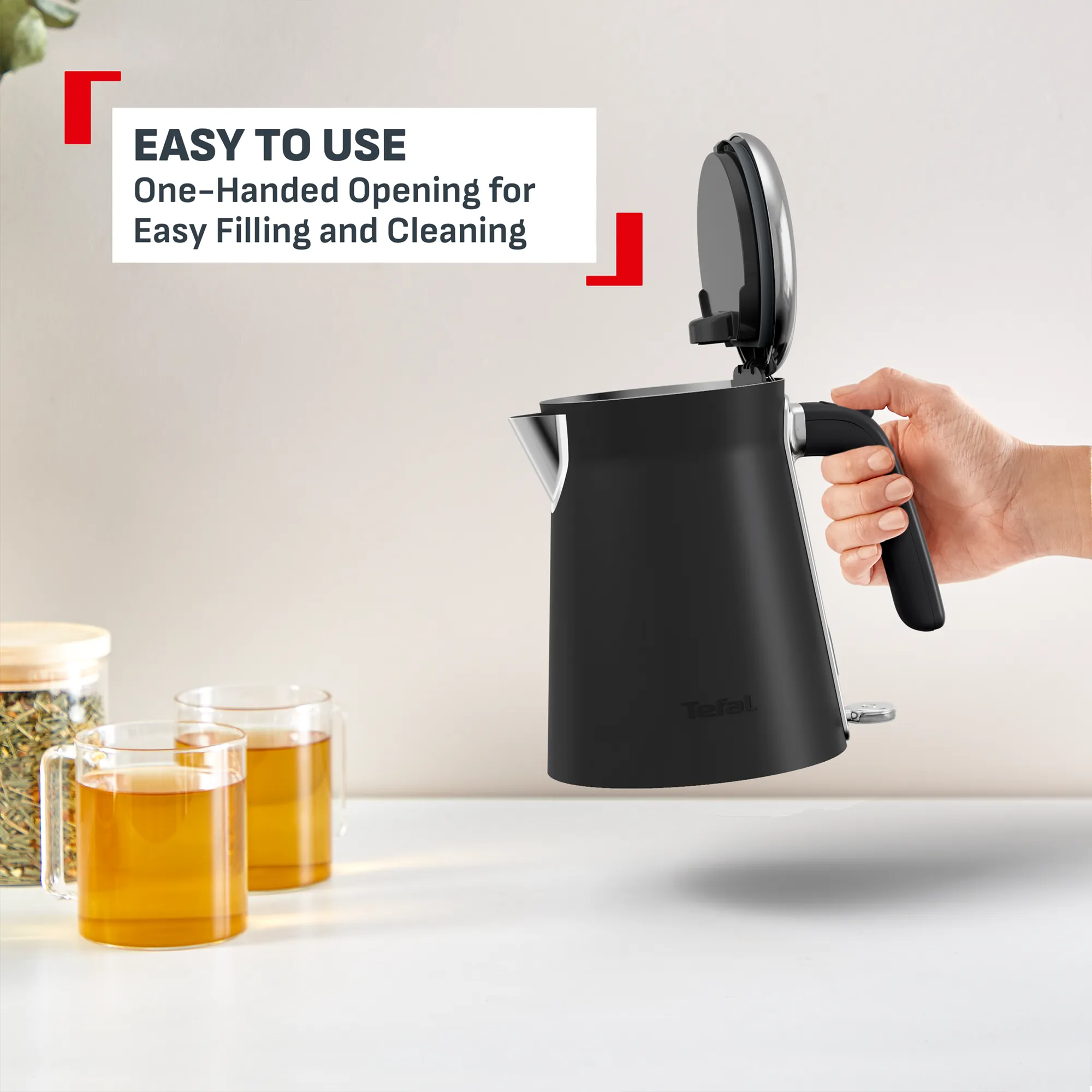 Tefal Kettle Collection Black KI6668 easy to use with one-handed opening