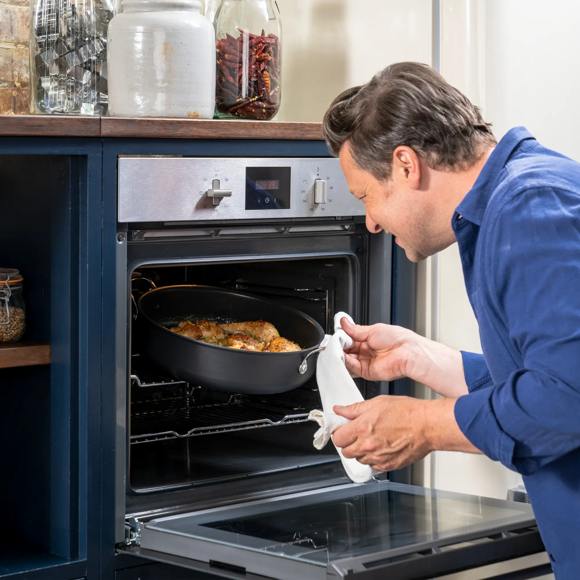 Jamie Oliver by Tefal Cooks Classic Induction Non-Stick Hard Anodised All-In-One Pan 30cm oven safe up to 210°C