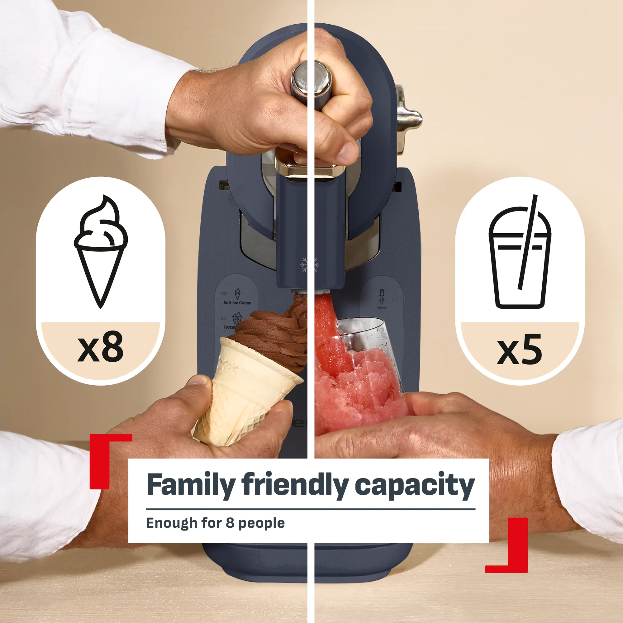 Tefal Freezi Soft Serve & Frozen Drink Maker IG8014 large capacity for up to 8 people