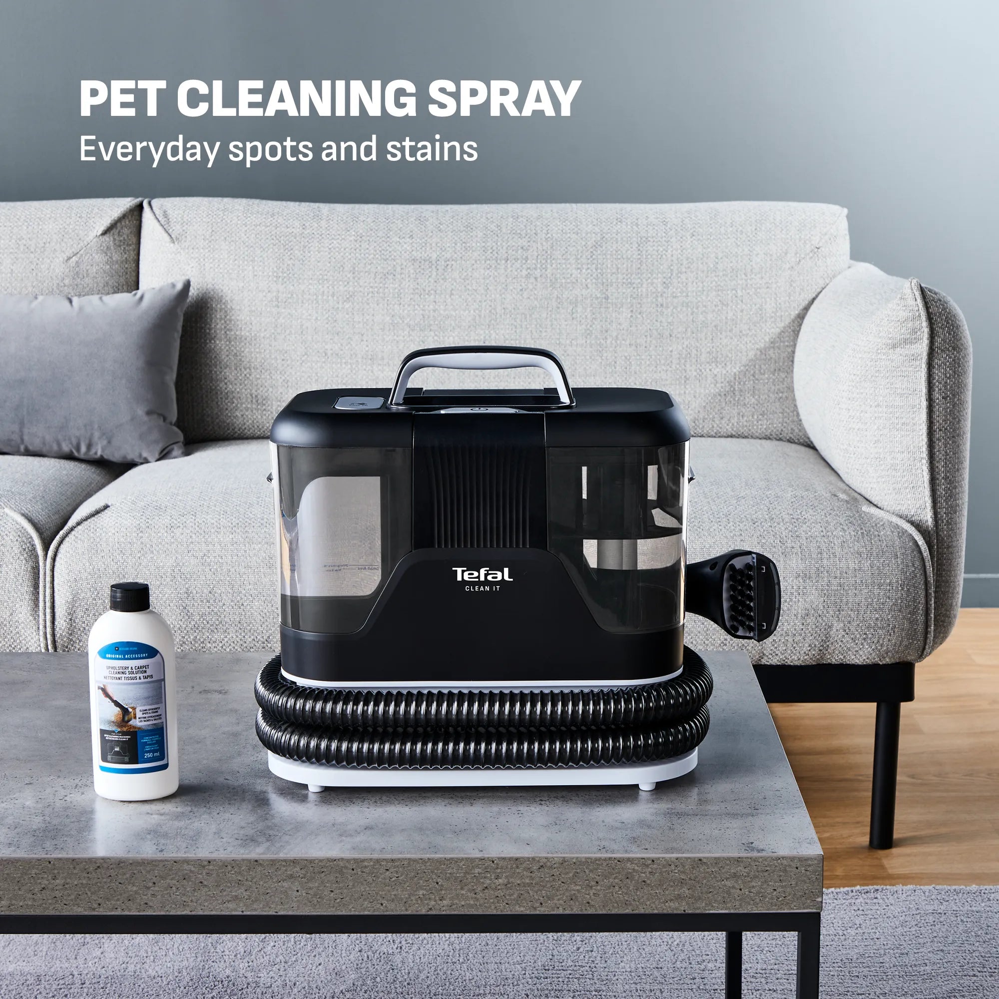 Tefal Clean It Portable Carpet & Upholstery Spot Cleaner IZ5010 with pet cleaning spray