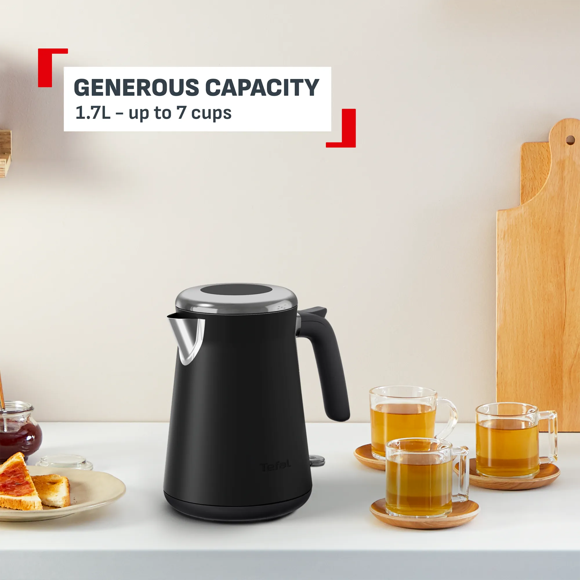 Tefal Kettle Collection Black KI6668 with 1.7L capacity (7 cups)