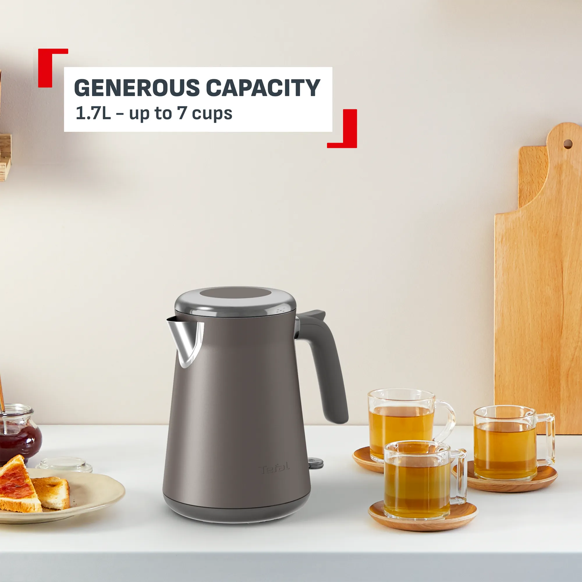 Tefal Collection Kettle Grey Pewter KI666E with 1.7 L capacity (7 cups)