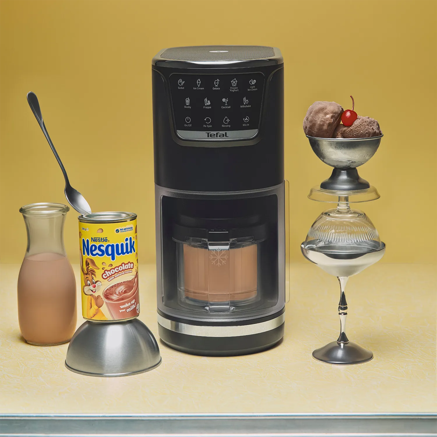 Tefal Dolci Black Knight Ice Cream Maker with Chocolate Nesquik tin